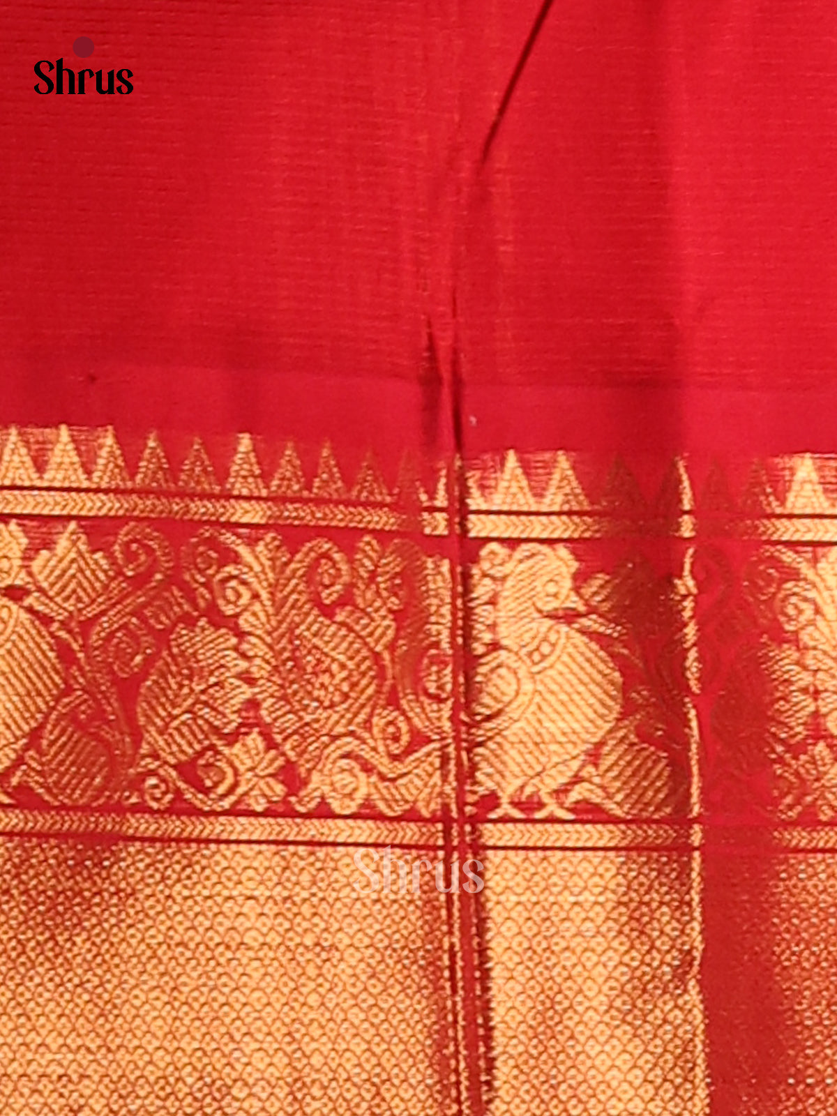 Timeless Peacock Green Silk Cotton Saree with Zari Motifs & Red Border -1