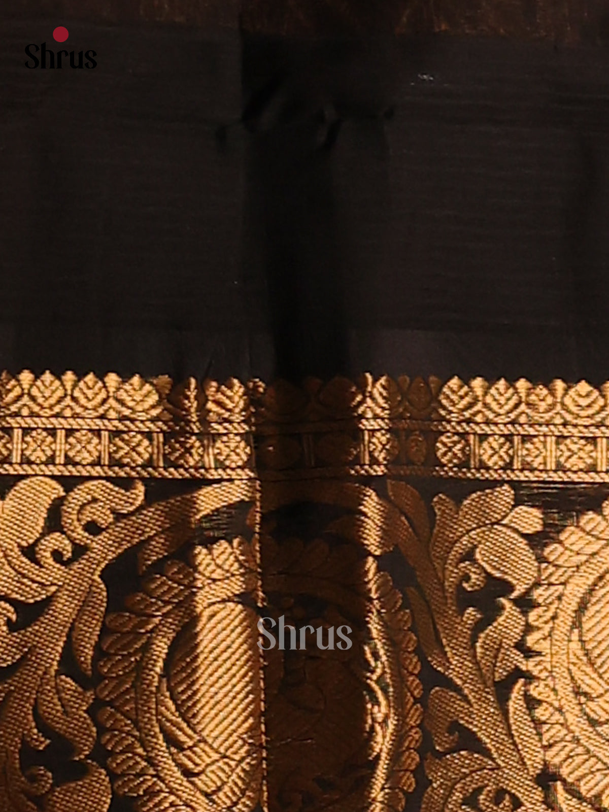 Shimmery Mustard Silk Cotton Saree with zari woven peacock motifs in Black Border -1