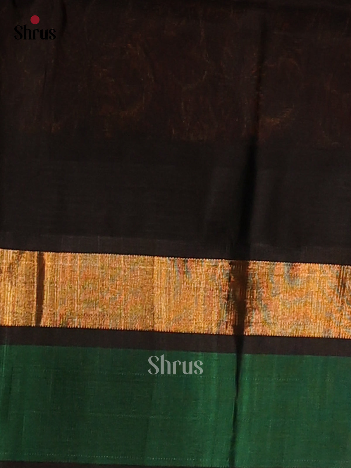 Classy Red with black floral brocade pallu Temple border silk cotton saree