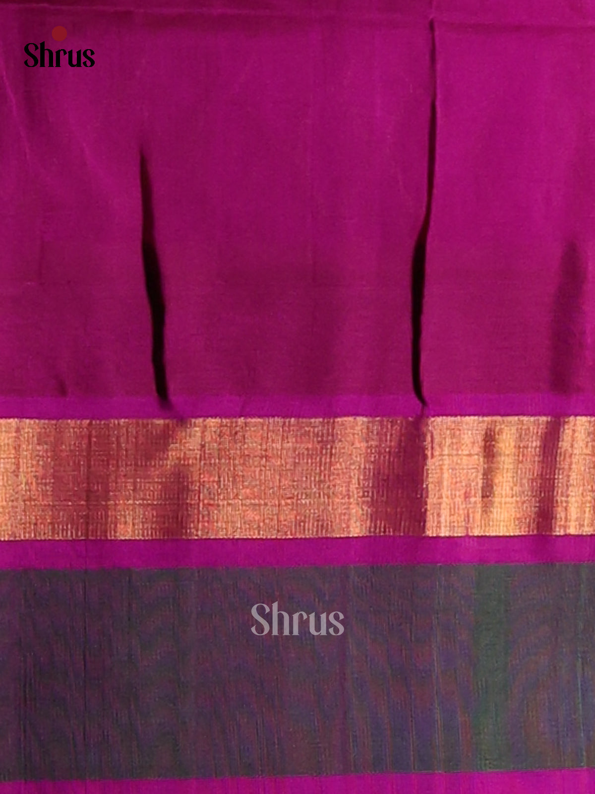 Glorious Mustard with majenta brocade pallu Temple border silk cotton silk saree -1