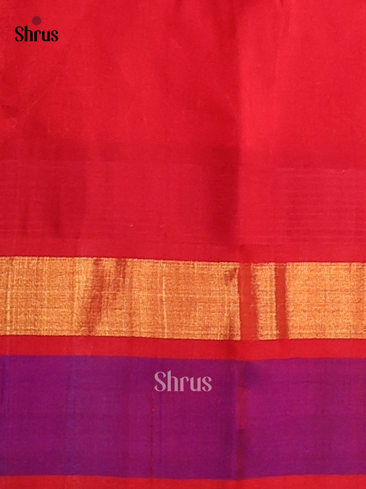 Cream with Plain Body & Red brocade Pallu Temple border silk cotton saree -1