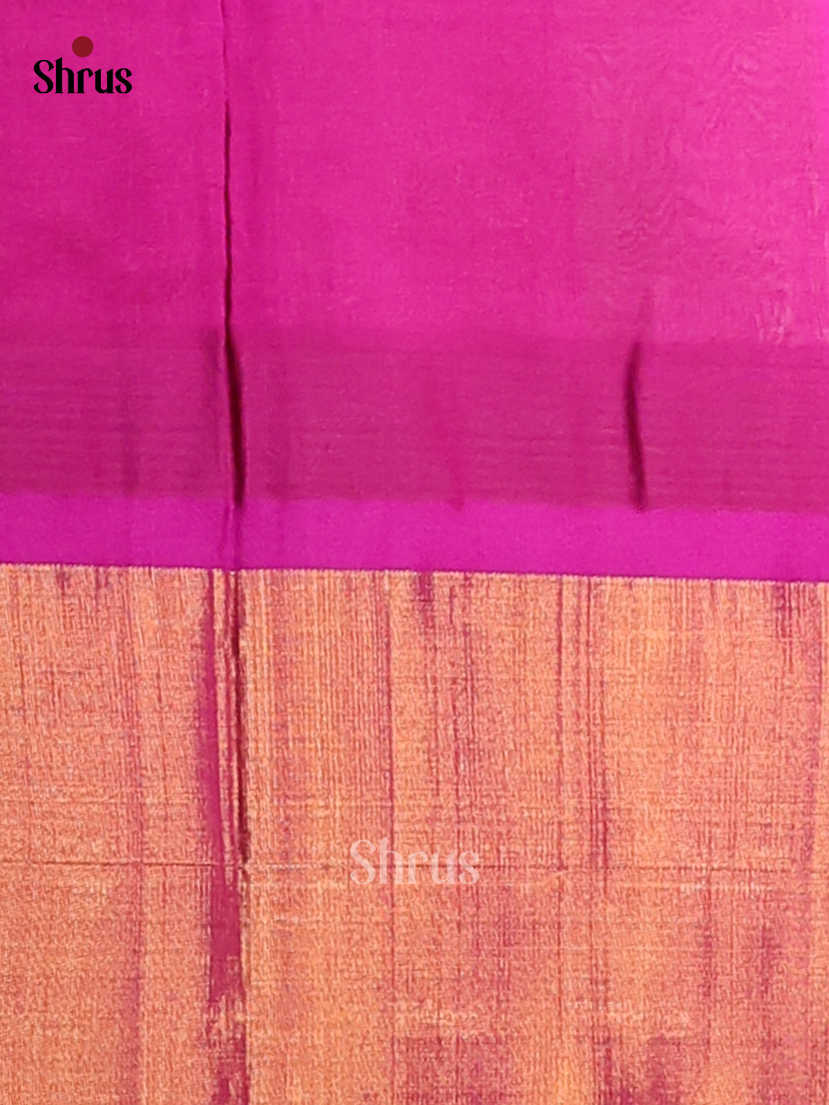 Cute Beige Silk Cotton Saree with gold zari floral nestling brocade majenta pallu - Shop on Shrus.com