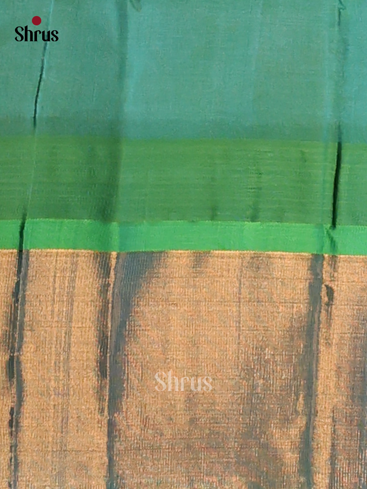 Bright Yellow Silk Cotton Saree with teal green floral brocade pallu - Shop on Shrus.com