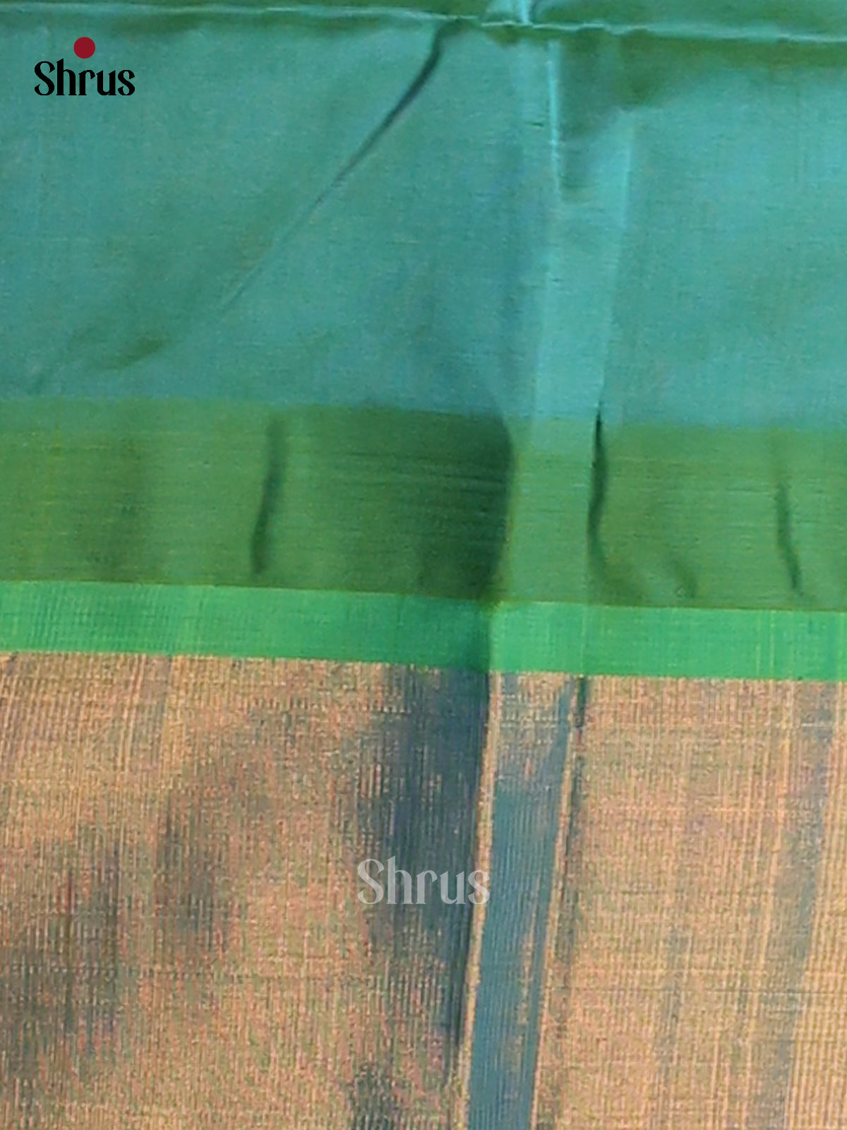 Graceful with teal green kaddi zari Temple border silk cotton saree -1