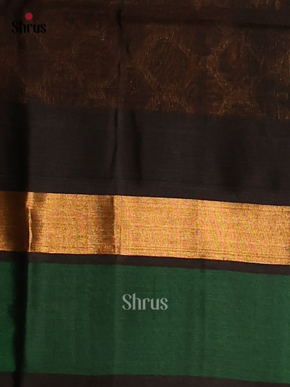 Luminous Yellow Silk Cotton Saree with black zari brocade pallu - Shop on Shrus.com