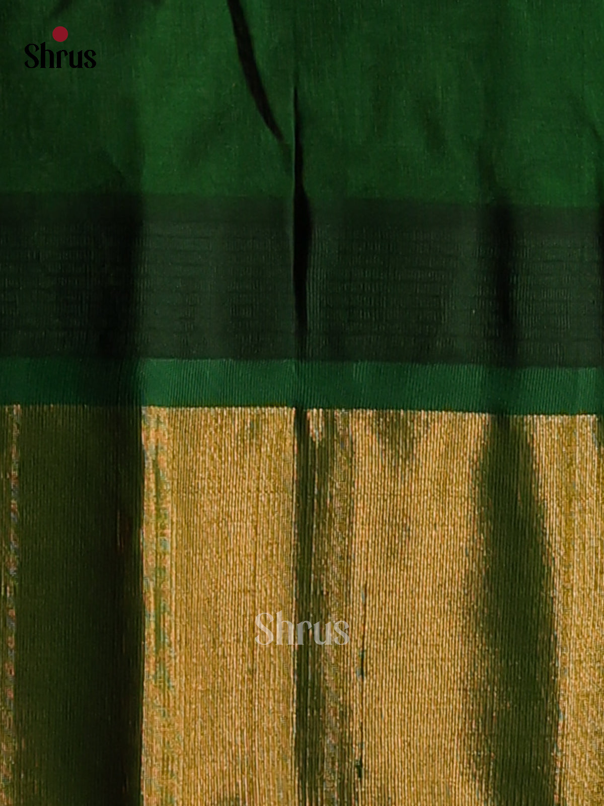 Classy Cream Silk Cotton Saree with contrast Green kaddi zari border - Shop on Shrus.com