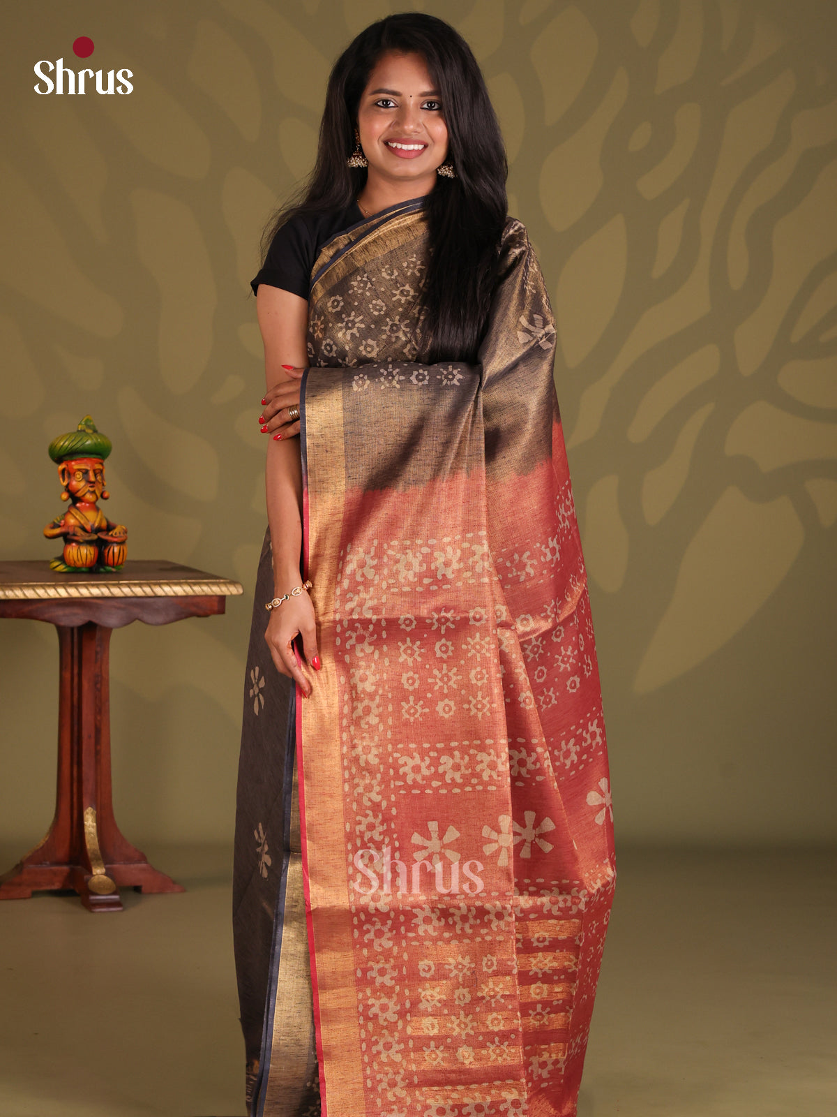 Elephant Black & Red - Bhatik Saree - Shop on Shrus.com