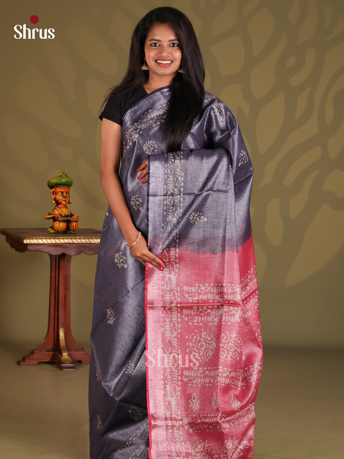 Blue & Red- Bhatik Saree - Shop on Shrus.com