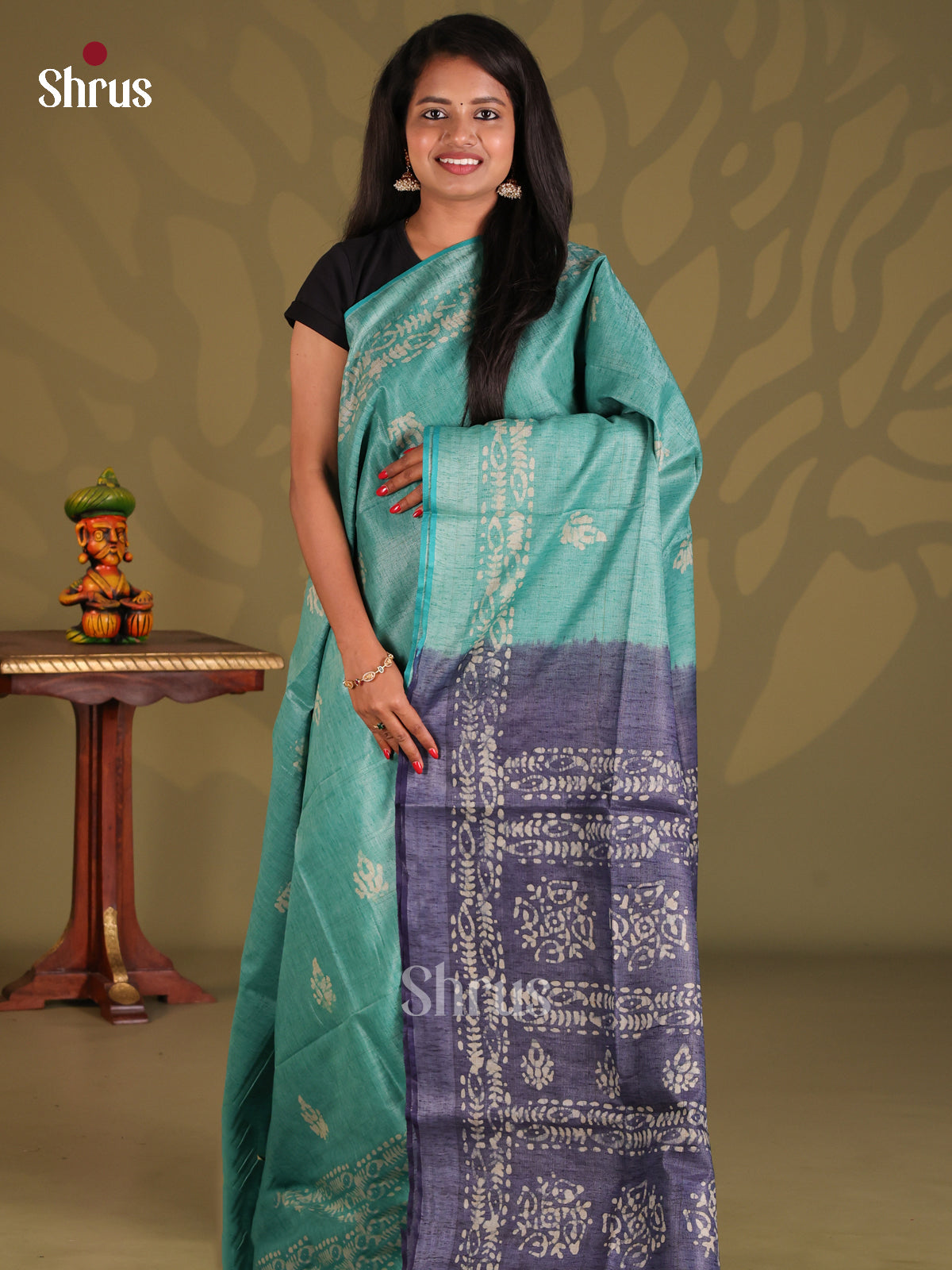 Sky Blue & Blue - Bhatik Saree - Shop on Shrus.com
