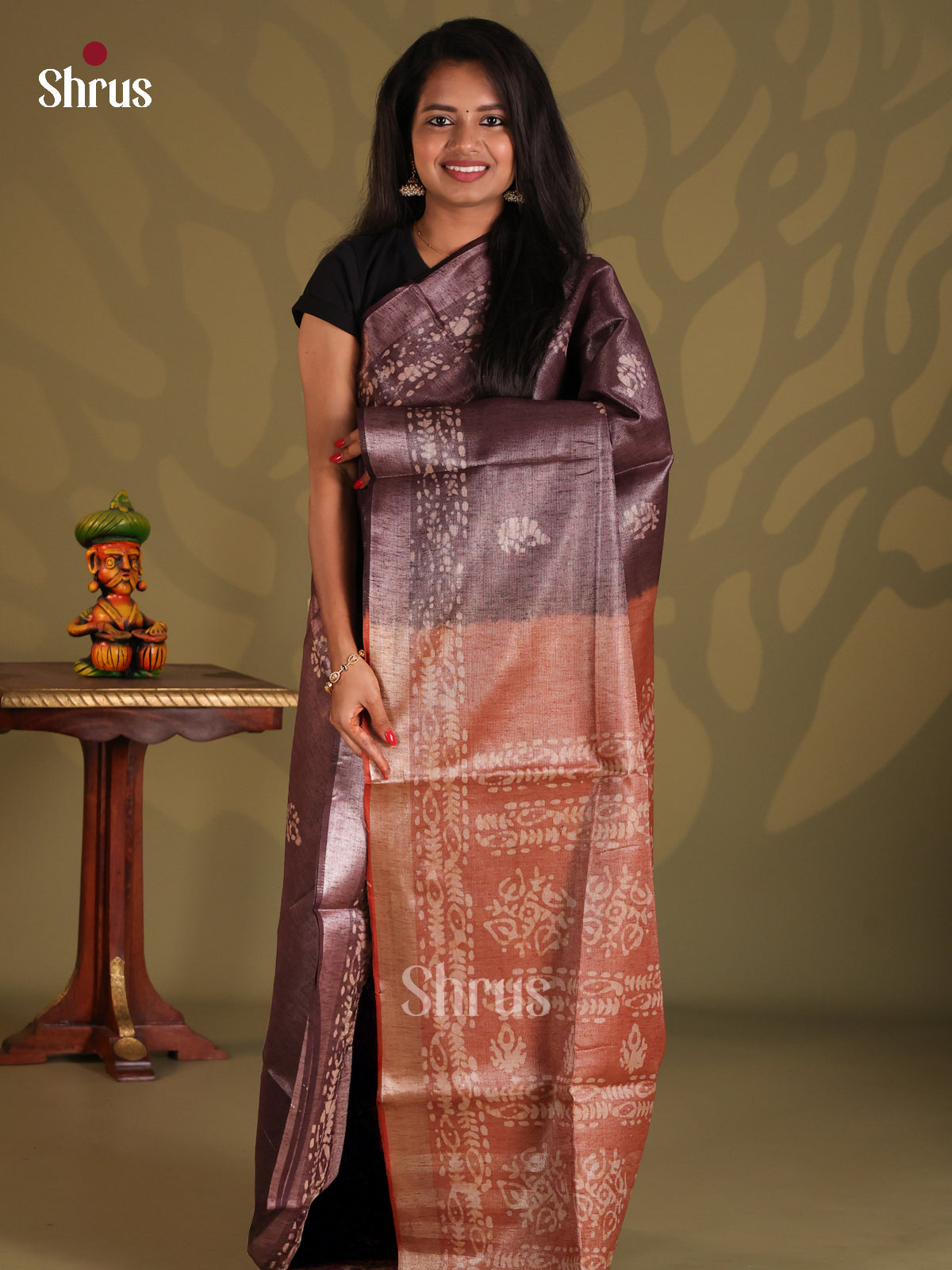 Dark Brown & Brown - Bhatik Saree - Shop on Shrus.com