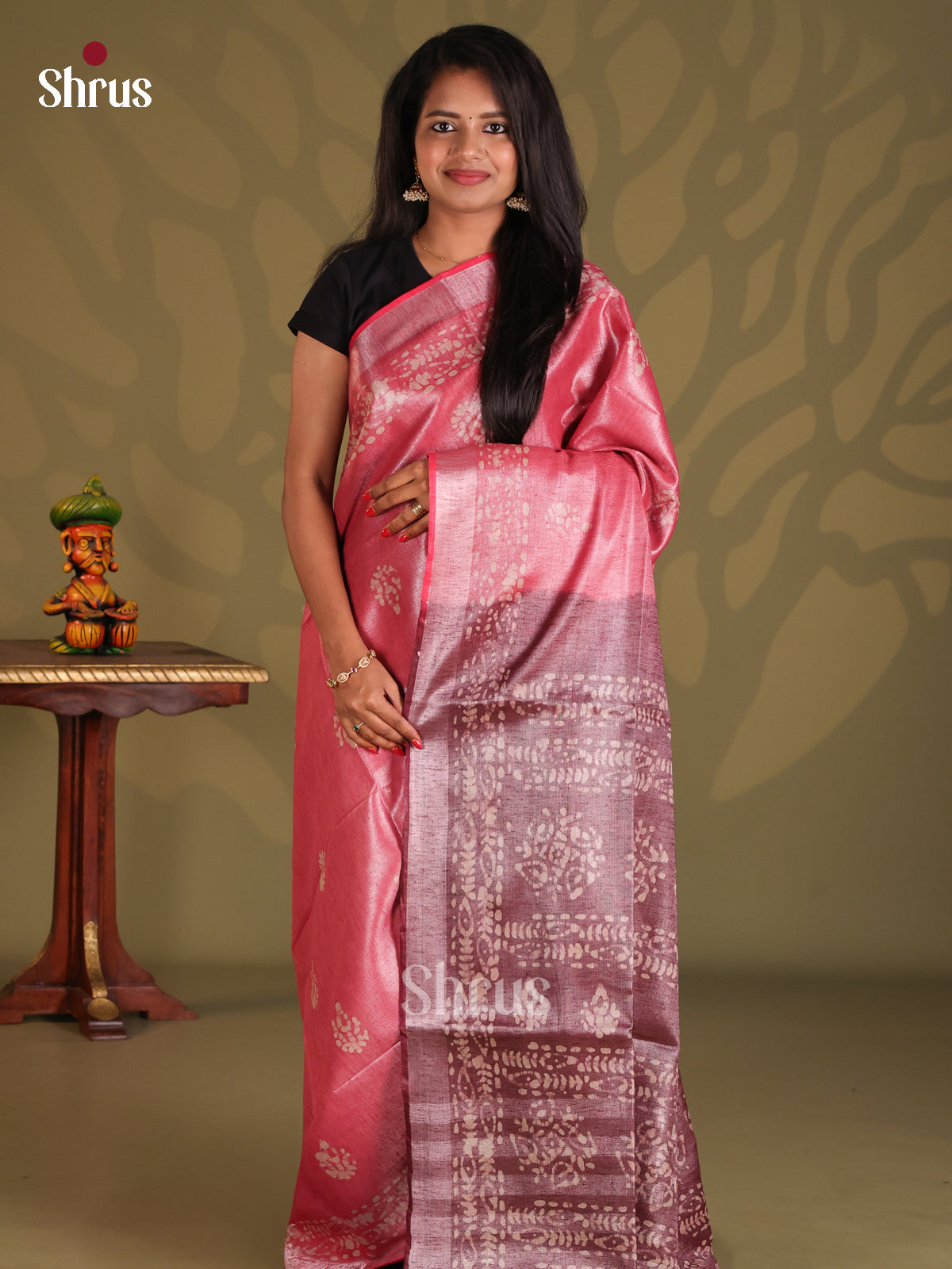 Pink & Brown - Bhatik Saree - Shop on Shrus.com