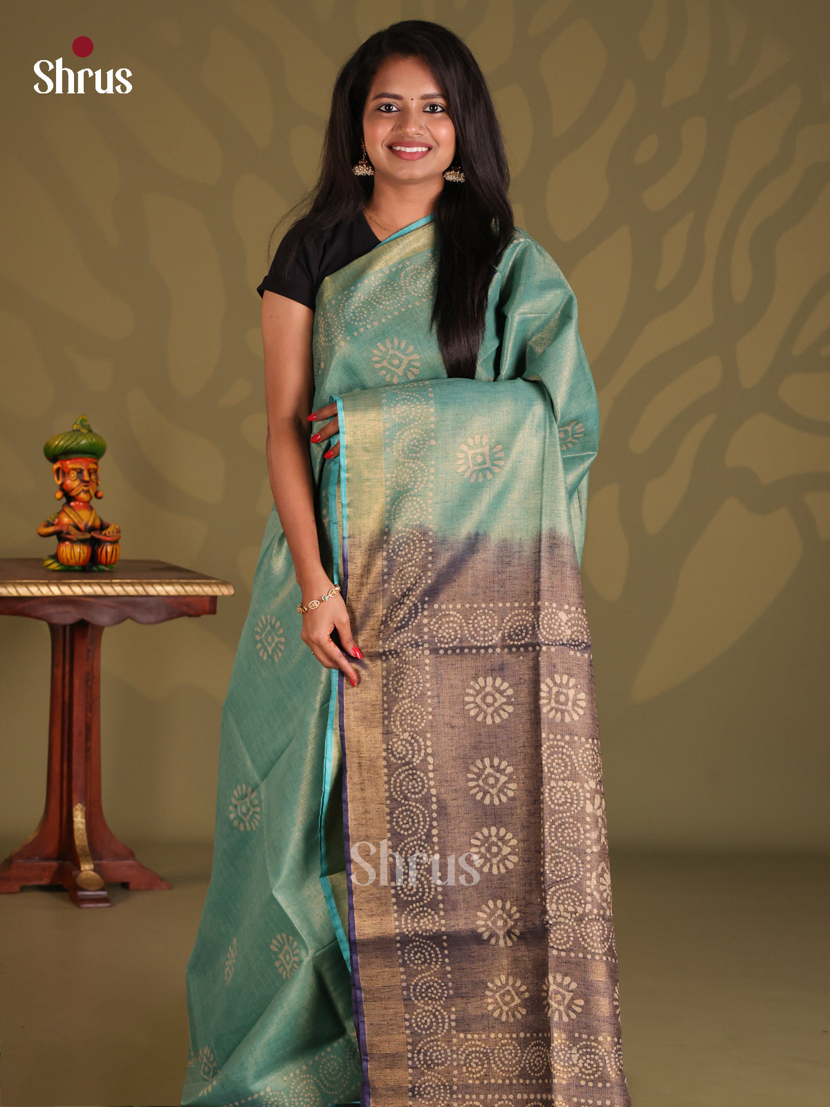 Sky Blue & Purple- Bhatik Saree - Shop on Shrus.com