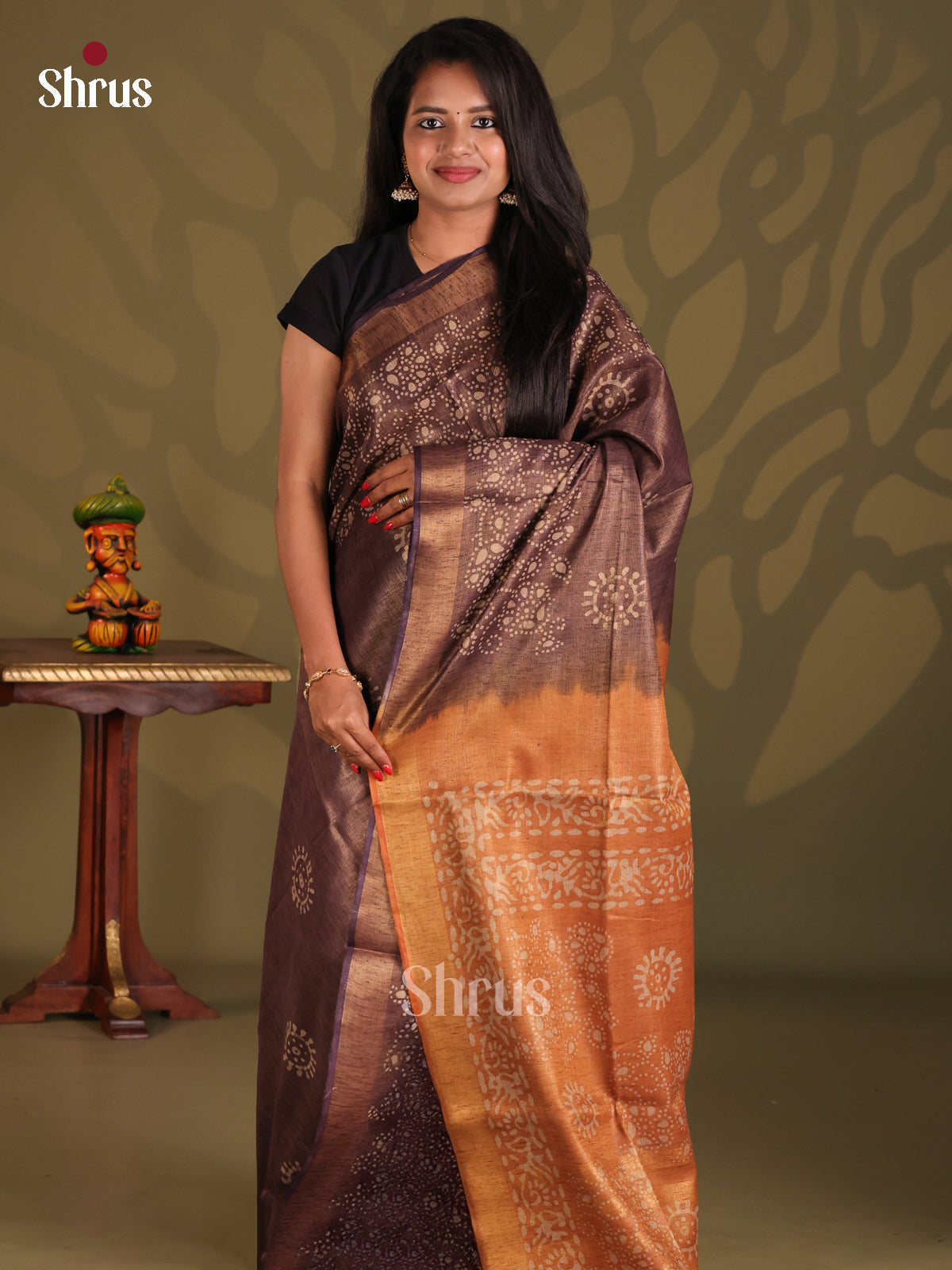 Dark Brown & Brown - Bhatik Saree - Shop on Shrus.com