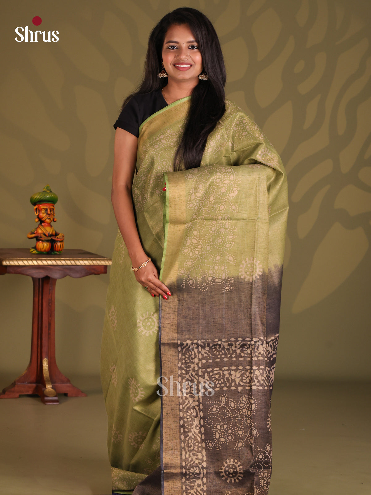 Pista Green & Grey - Bhatik Saree - Shop on Shrus.com