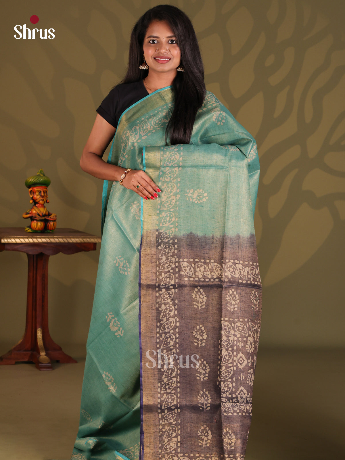 Sky Blue & Purple - Bhatik Saree - Shop on Shrus.com