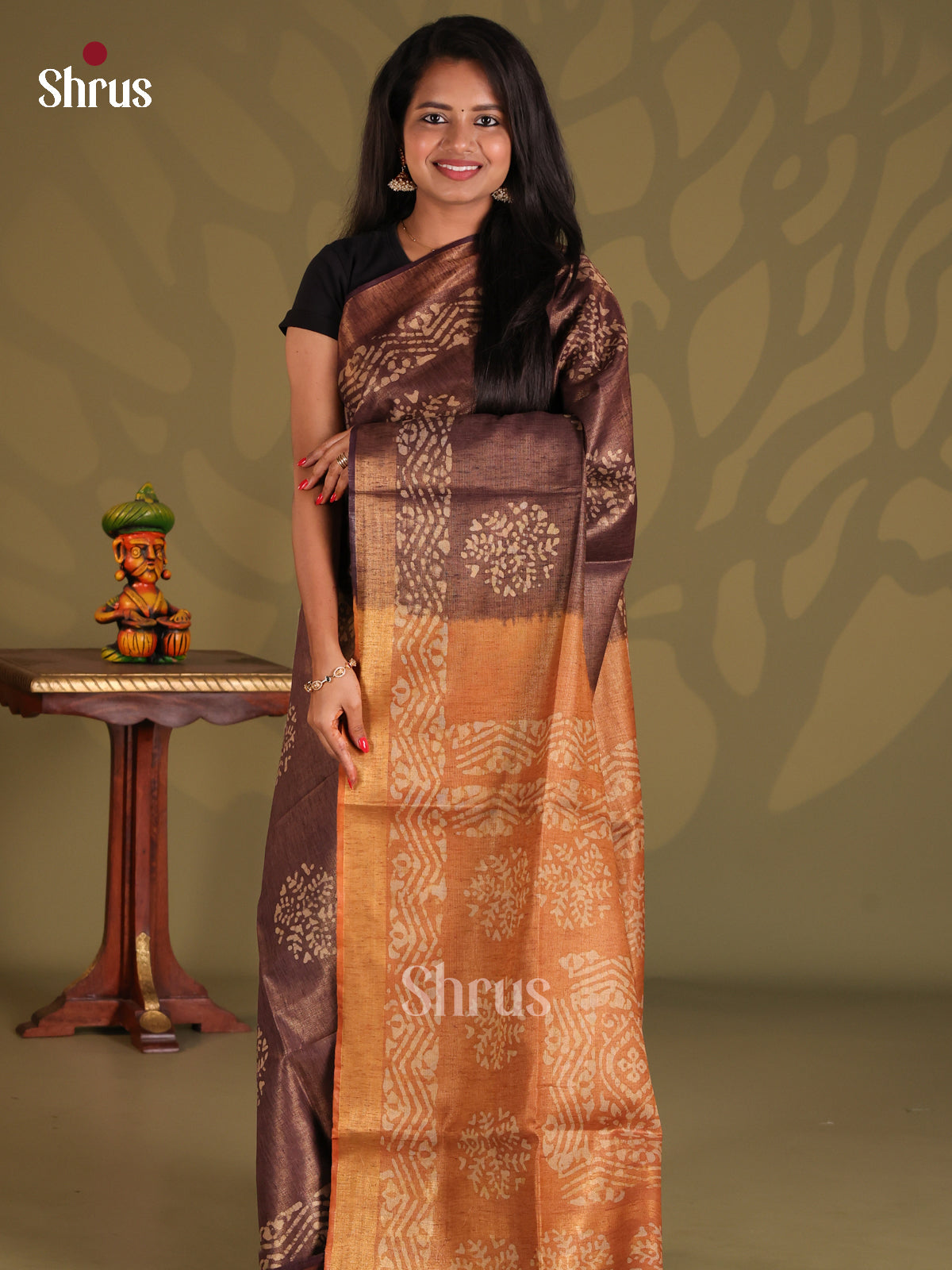 Dark Brown & Brown - Bhatik Saree - Shop on Shrus.com