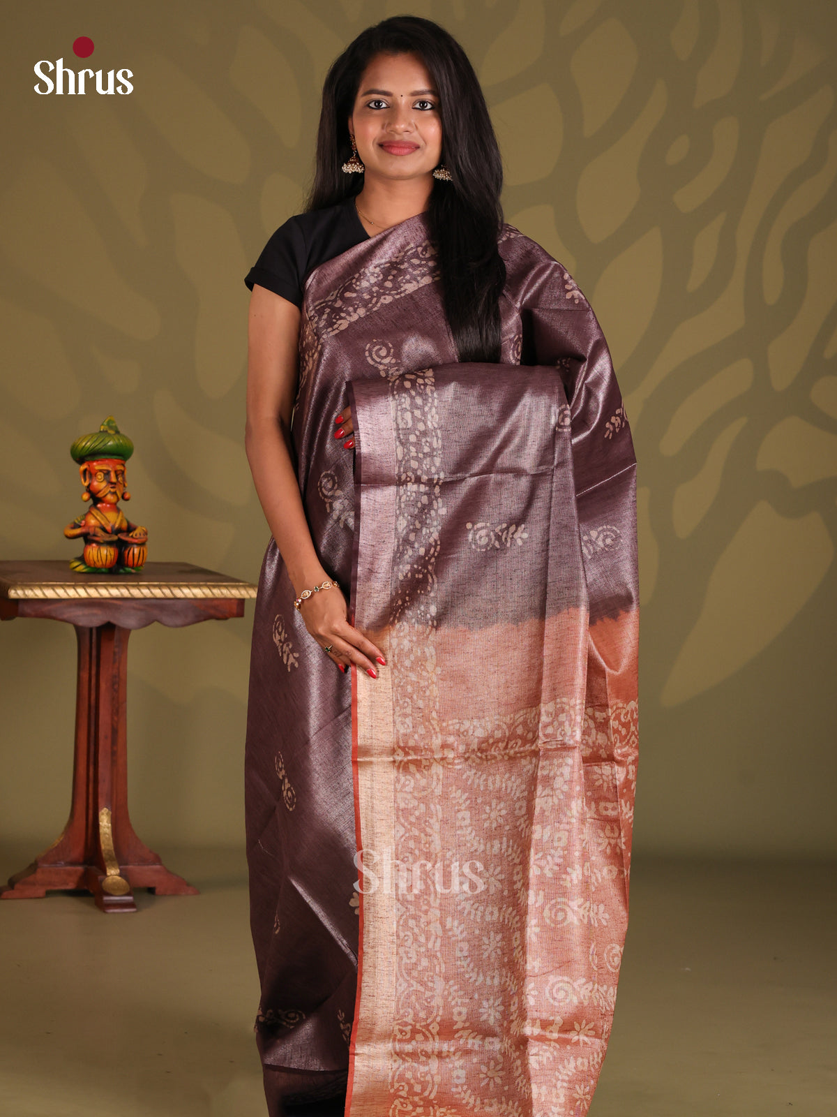 Dark Brown & Brown - Bhatik Saree - Shop on Shrus.com