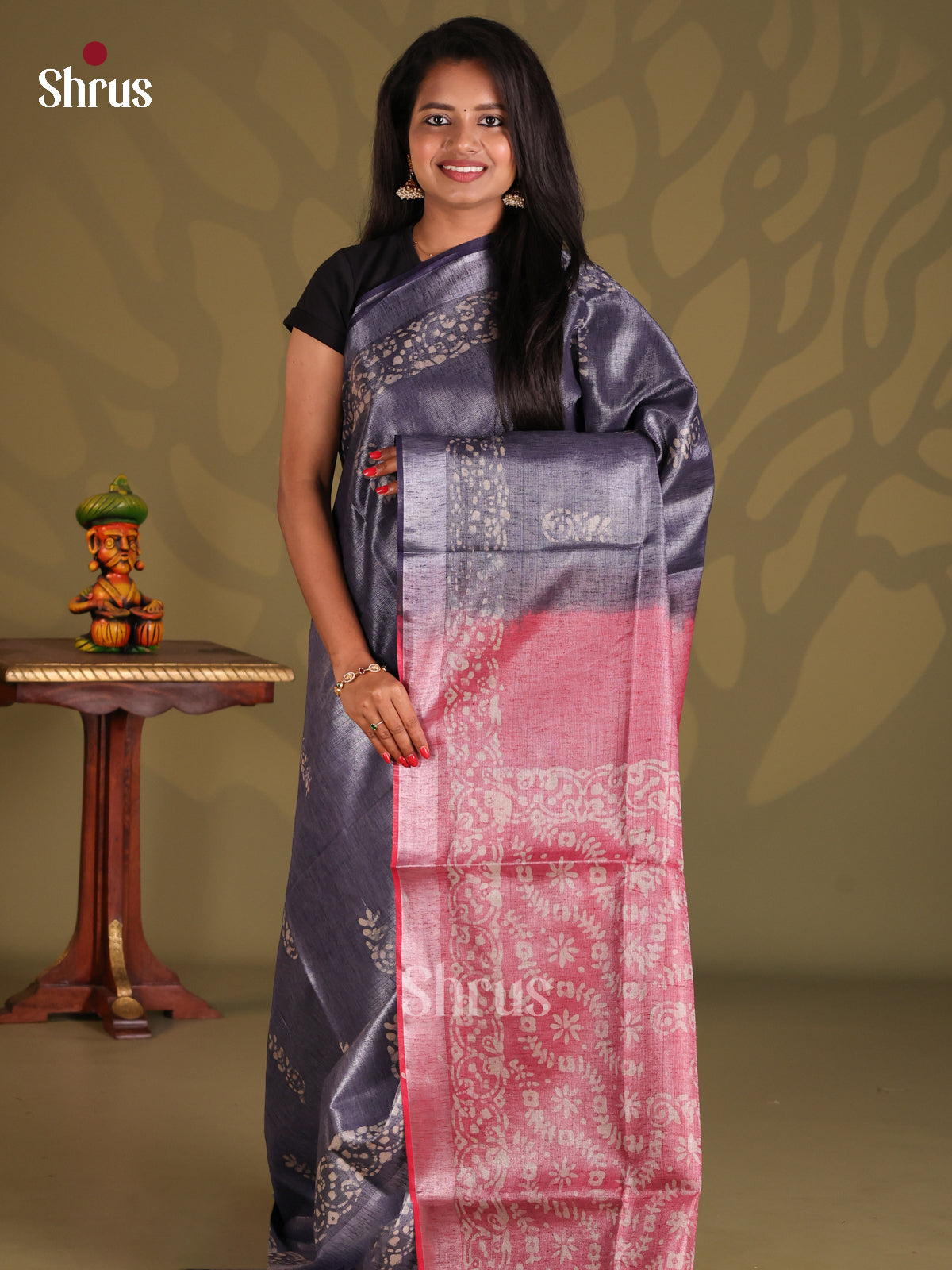 Blue & Pink - Bhatik Saree - Shop on Shrus.com