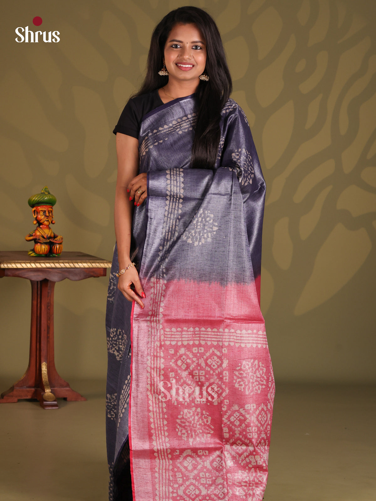 Blue & Pink - Bhatik Saree - Shop on Shrus.com