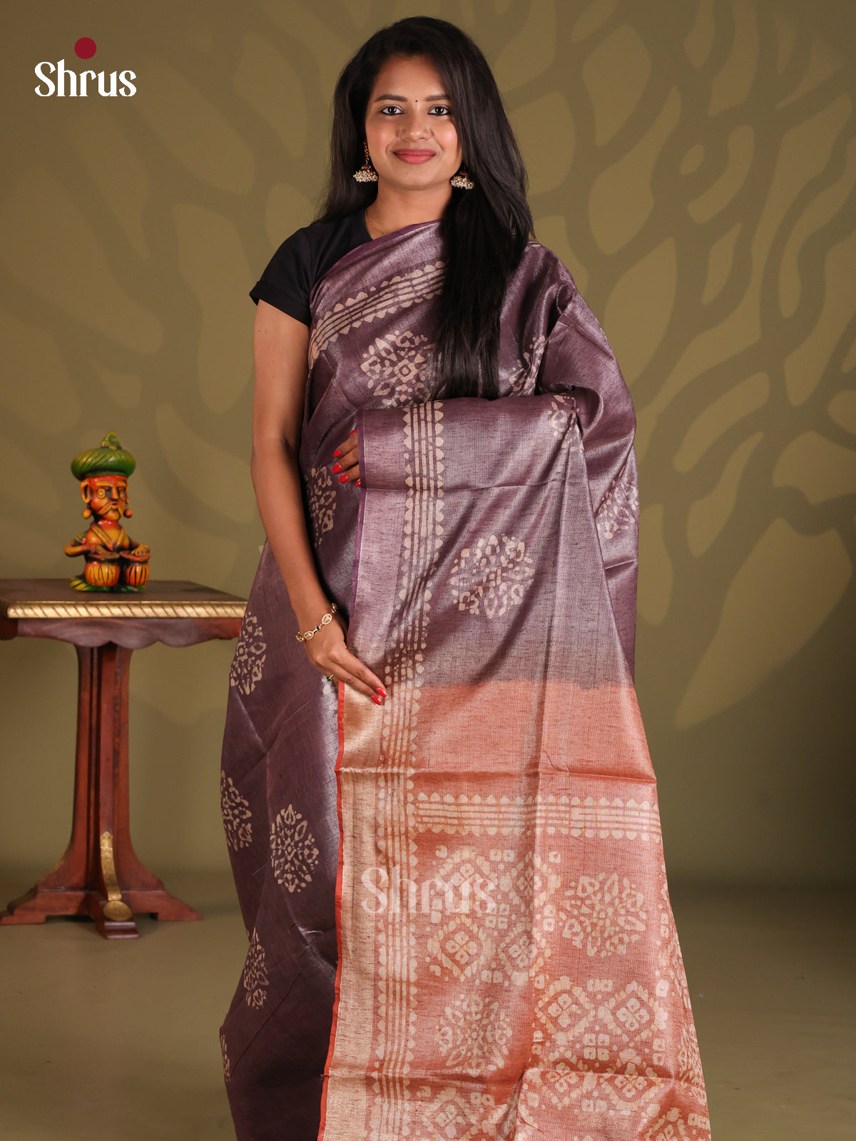 Dark Brown & Brown- Bhatik Saree - Shop on Shrus.com