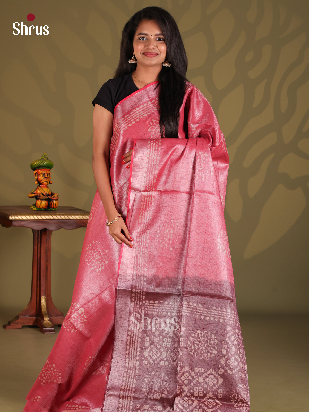 Pink & Brown - Bhatik Saree - Shop on Shrus.com