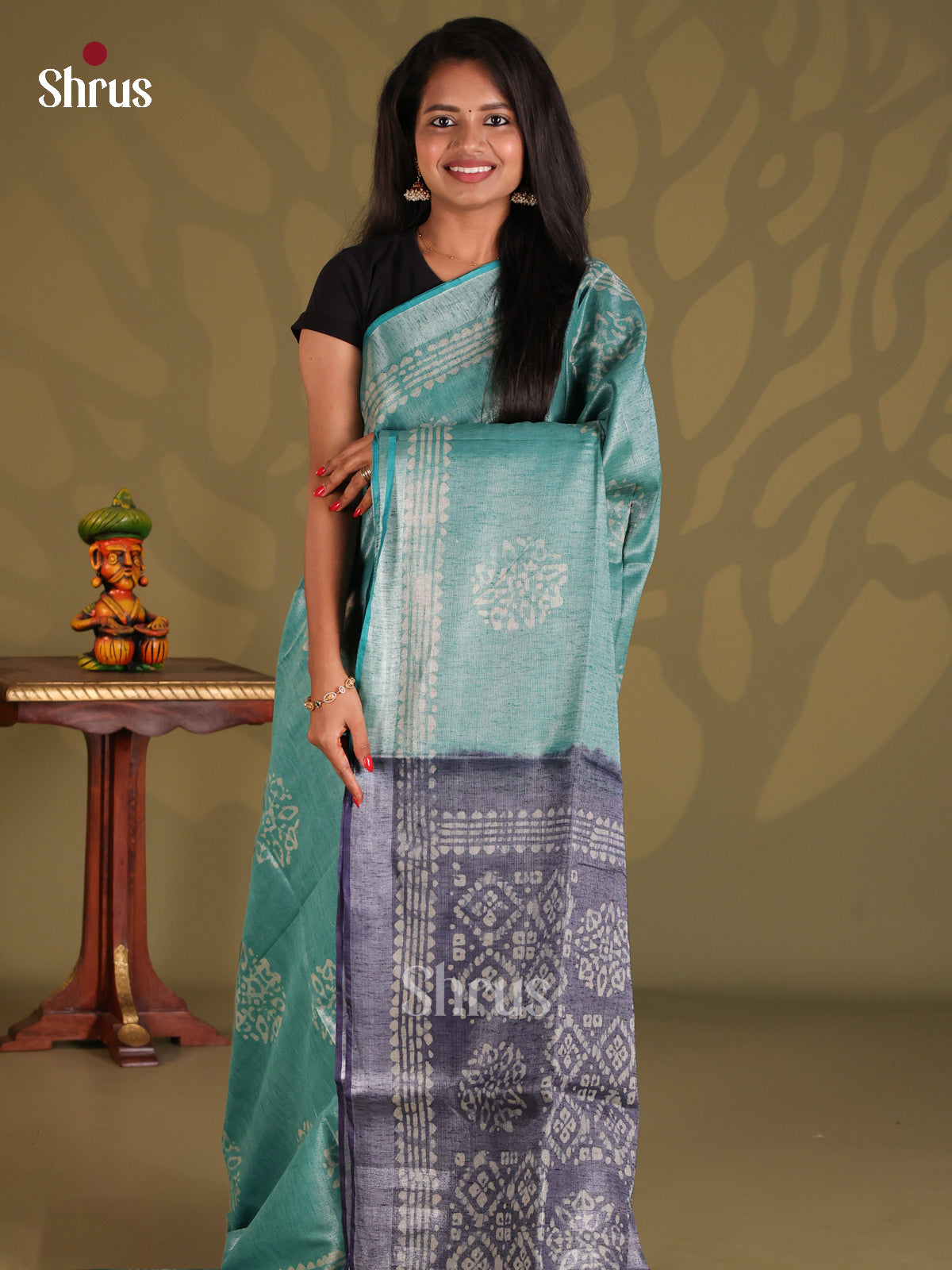 Sky Blue & Purple - Bhatik Saree - Shop on Shrus.com