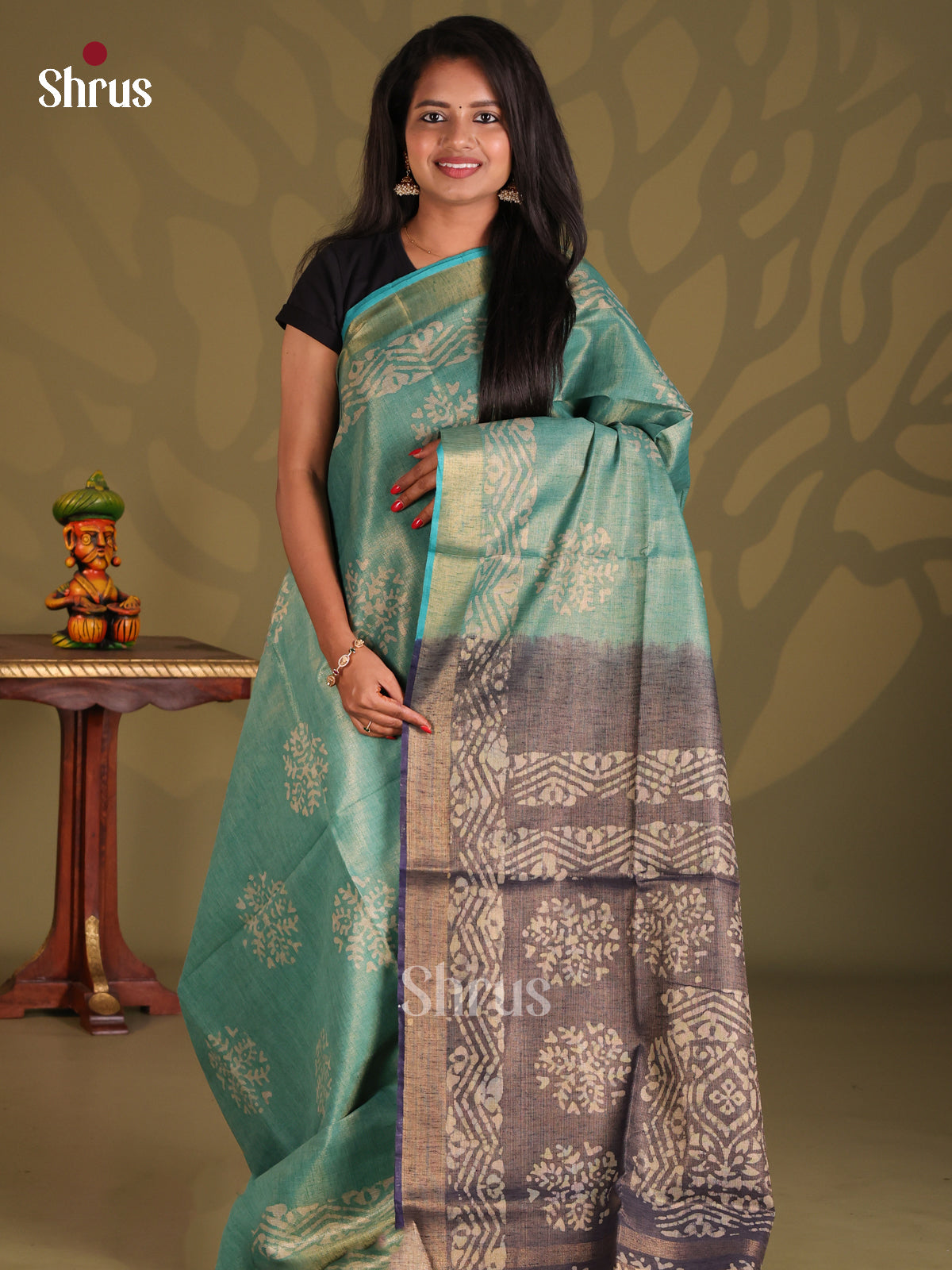 Sky Blue & Purple - Bhatik Saree - Shop on Shrus.com