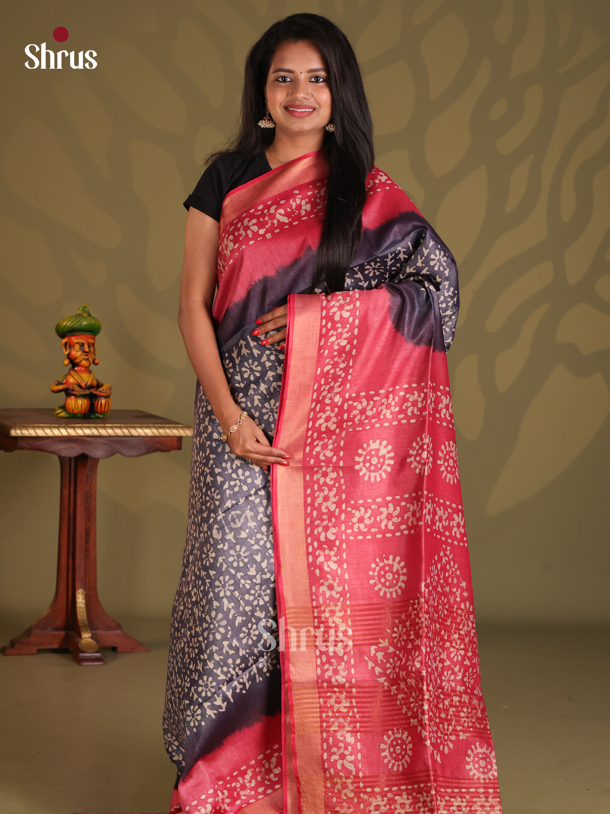 Blue & Pink - Bhatik Saree - Shop on Shrus.com