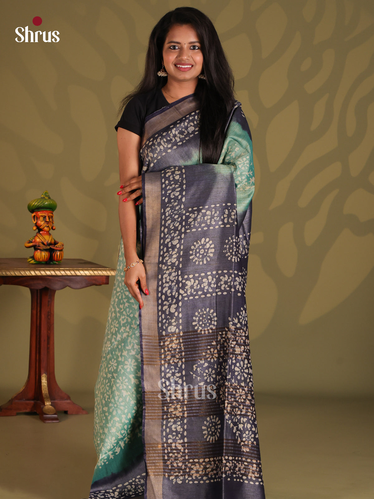 Teal & Blue- Bhatik Saree - Shop on Shrus.com
