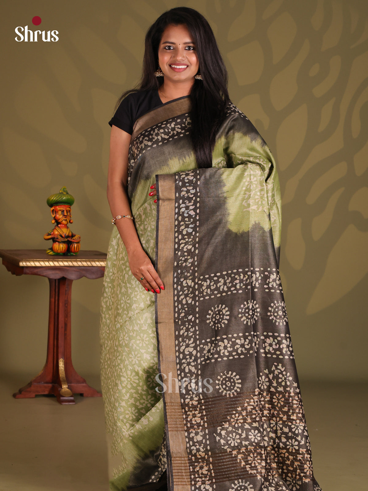 Light Green & Grey - Bhatik Saree - Shop on Shrus.com