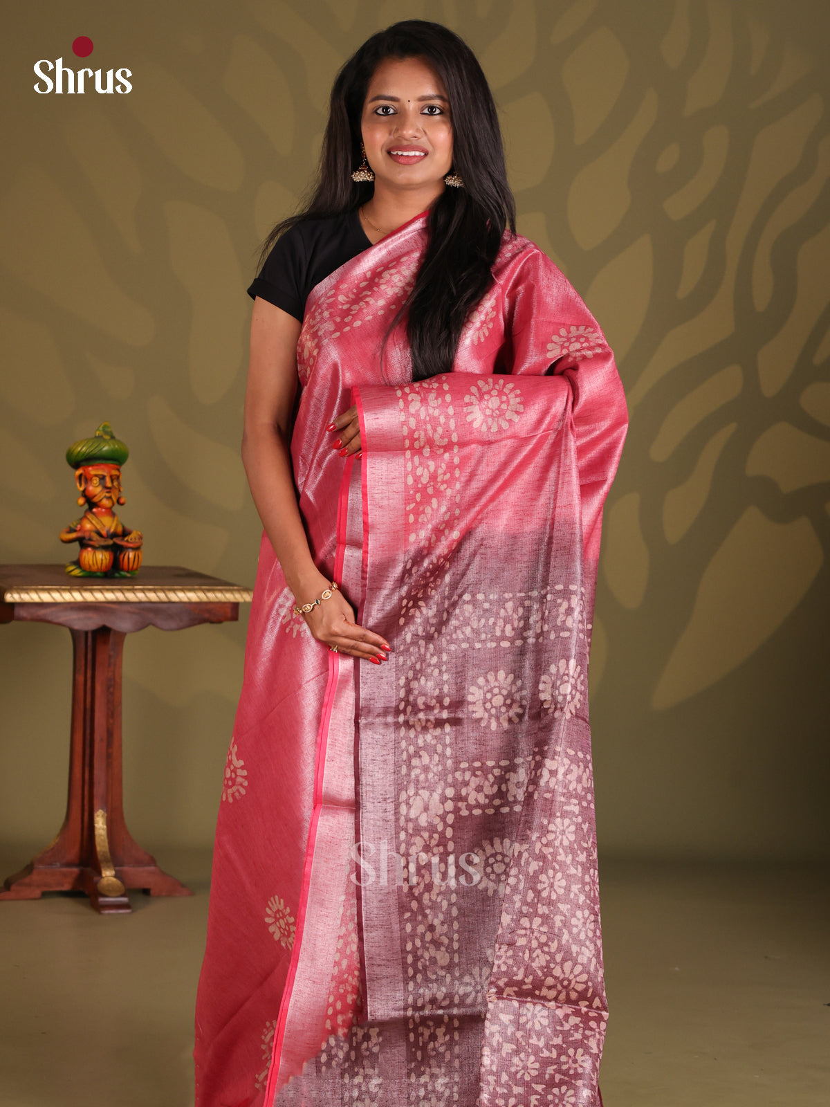 pink & Brown - Bhatik Saree - Shop on Shrus.com