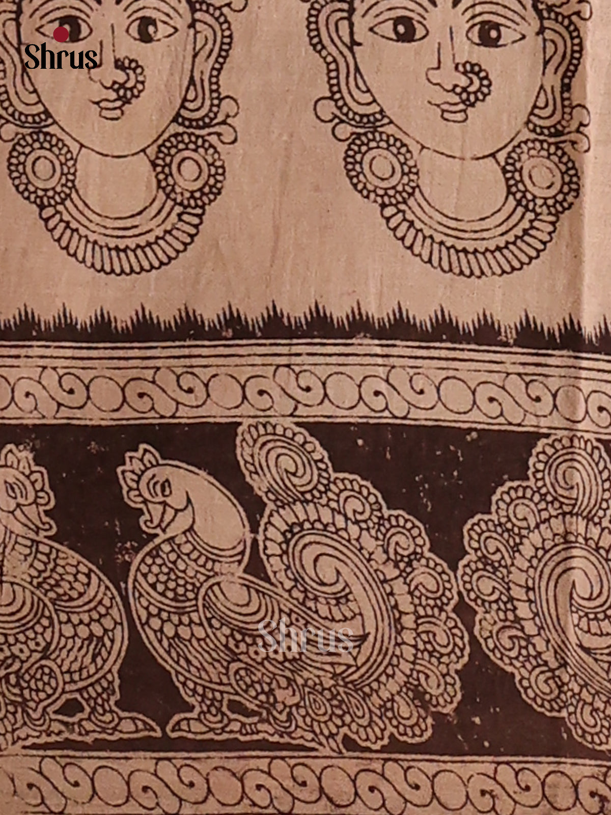 Green & Black - Kalamkari cotton saree - Shop on Shrus.com