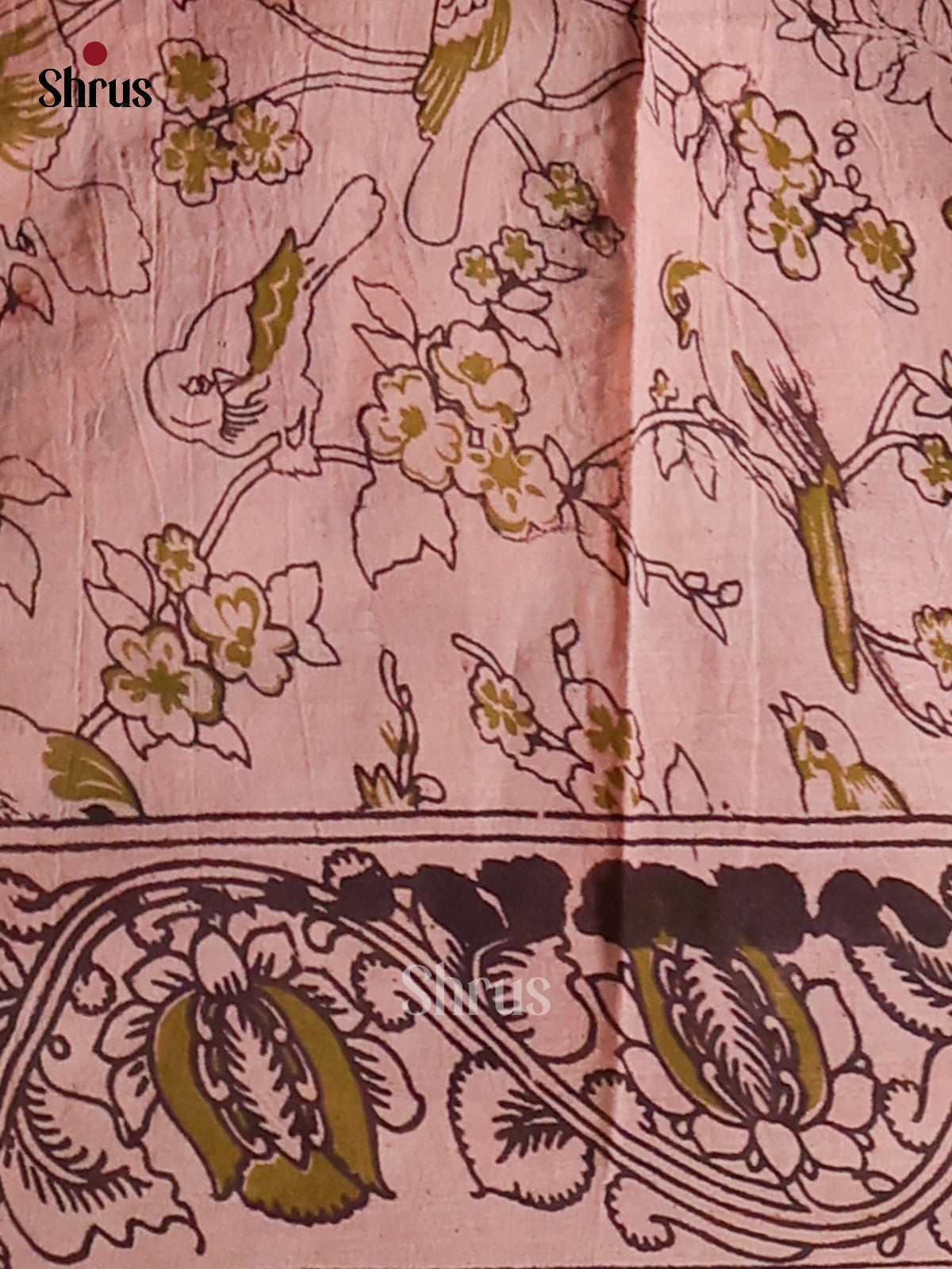 Red & Cream- kalamkari-cotton Saree - Shop on Shrus.com