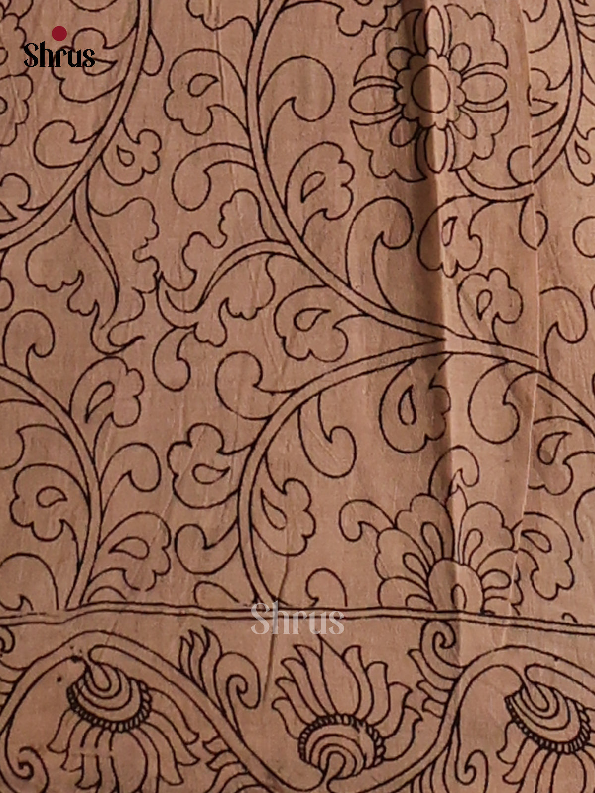 Brown & Black - Kalamkari cotton saree - Shop on Shrus.com