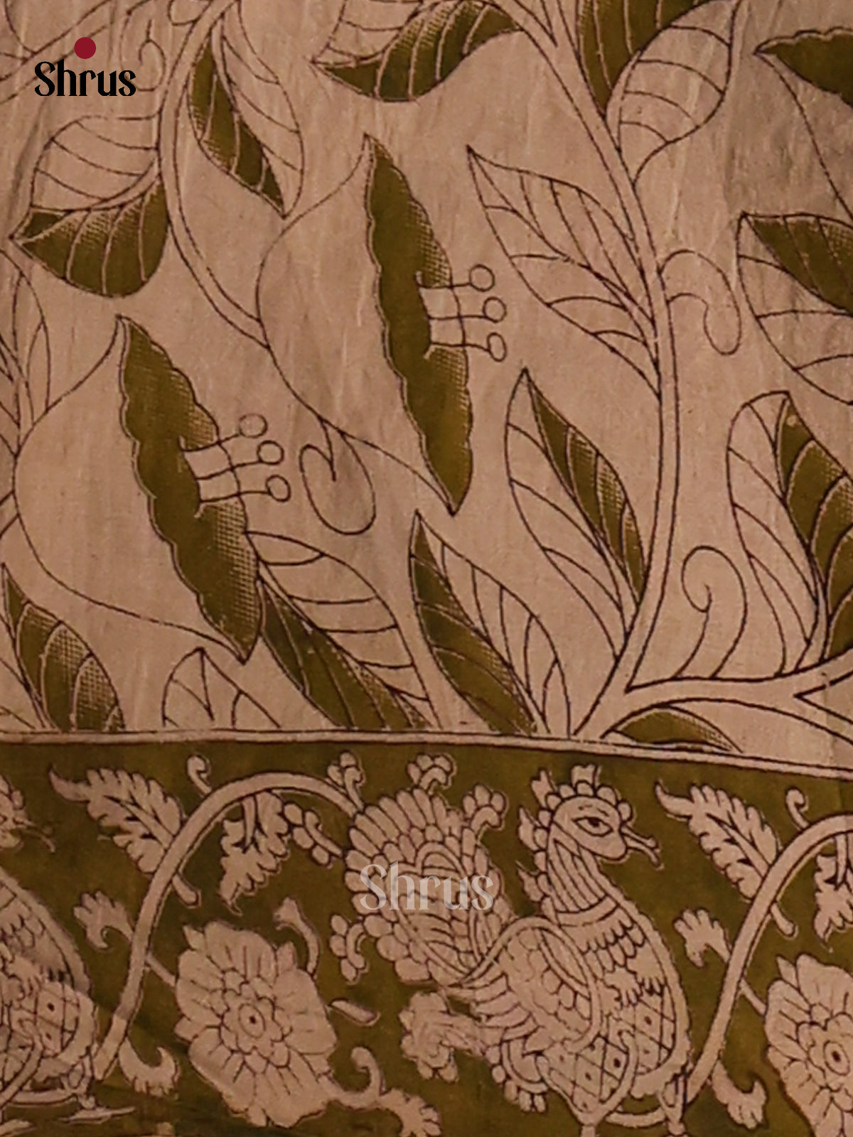 Blue & Red - Kalamkari cotton saree - Shop on Shrus.com