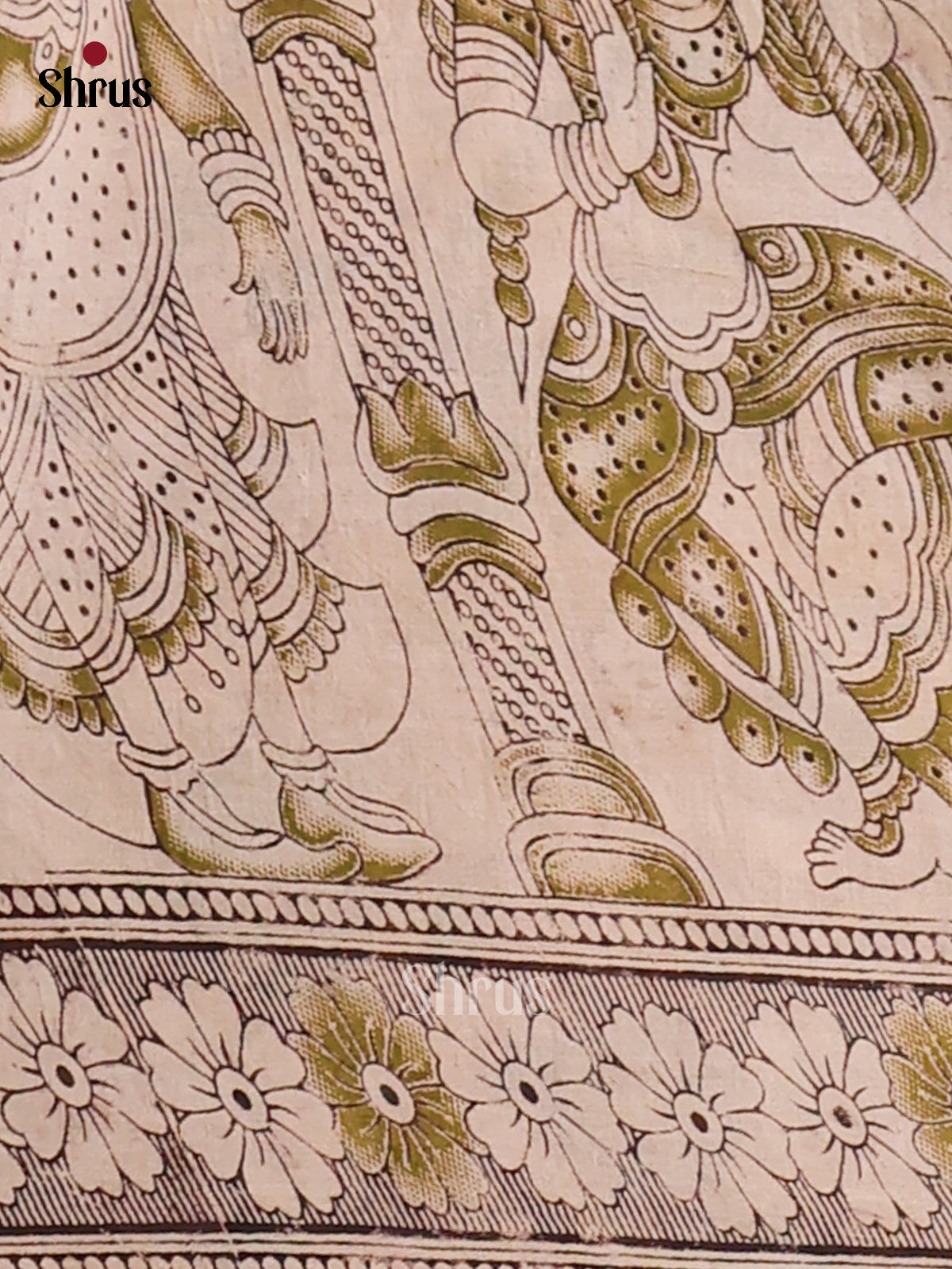 Yellow & Green- kalamkari-cotton Saree - Shop on Shrus.com