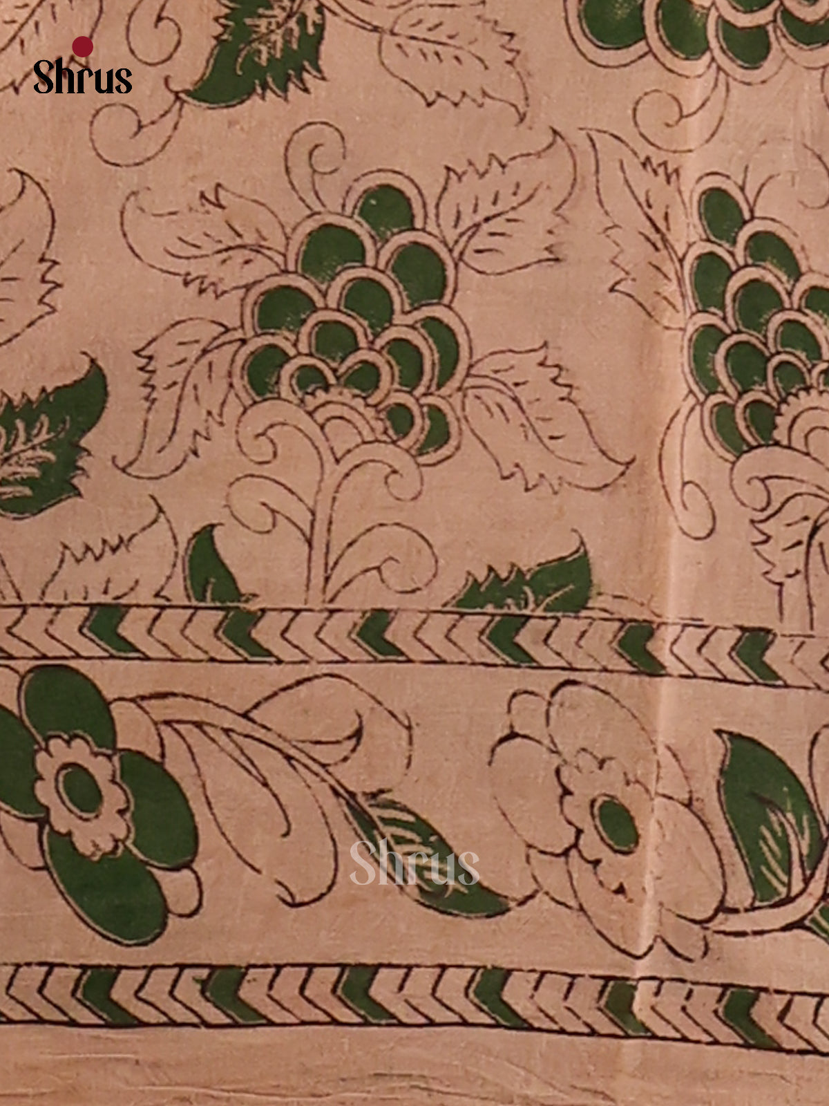 Brown & Yellow - Kalamkari cotton saree - Shop on Shrus.com