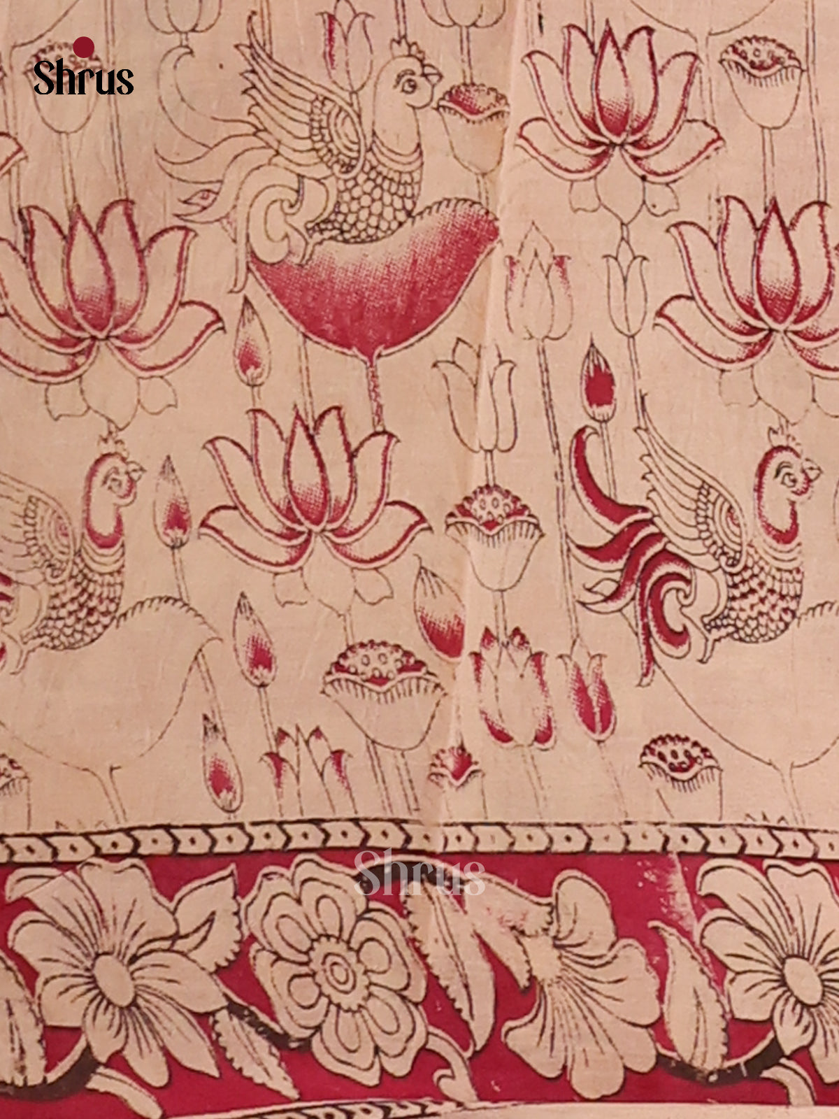 Mustard & Pink - kalamkari-cotton Saree - Shop on Shrus.com