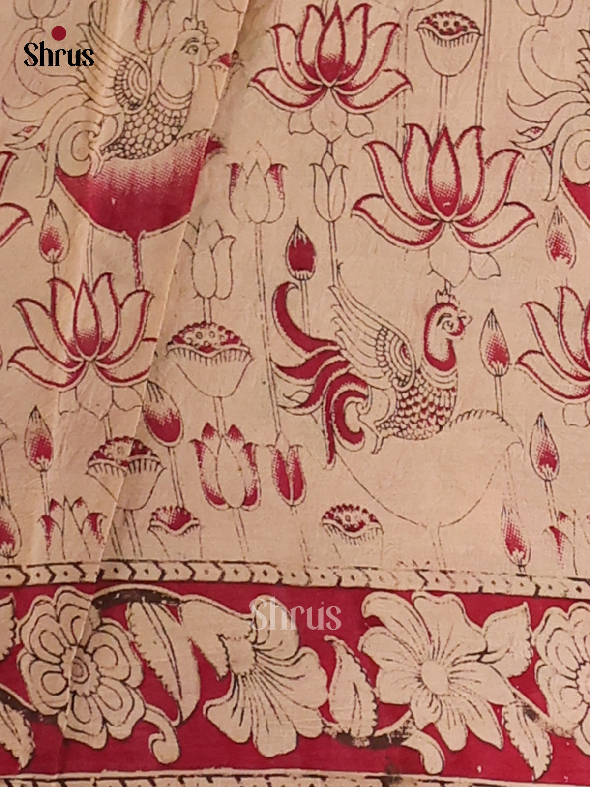 Light Green & Pink - kalamkari-cotton Saree - Shop on Shrus.com