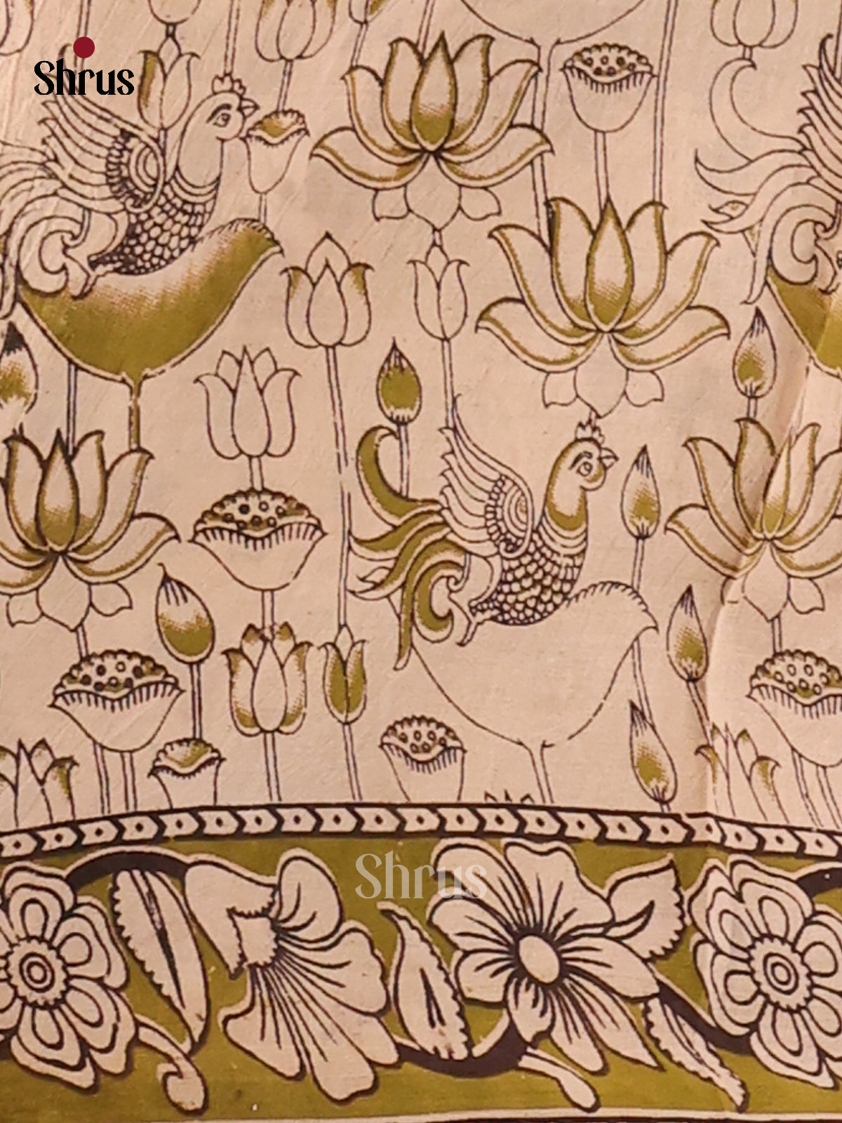 Black & Green - kalamkari-cotton Saree - Shop on Shrus.com