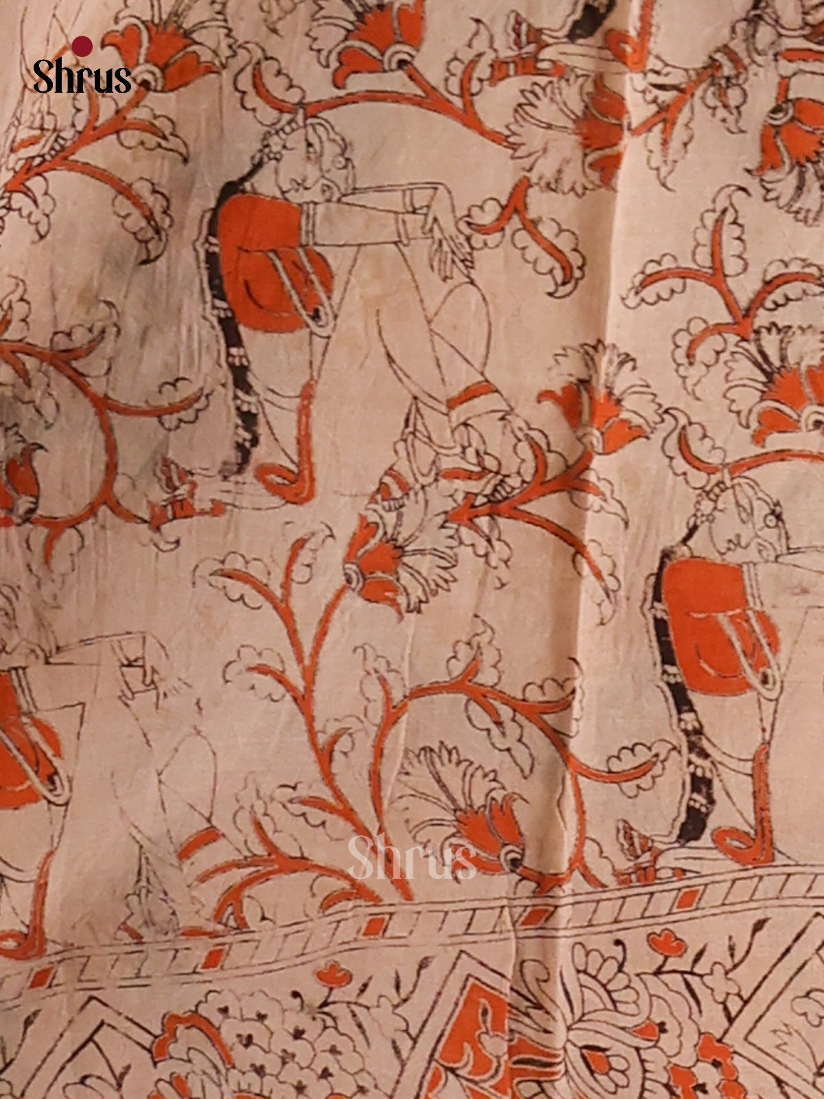 Peacock Blue & Yellow - kalamkari-cotton Saree - Shop on Shrus.com