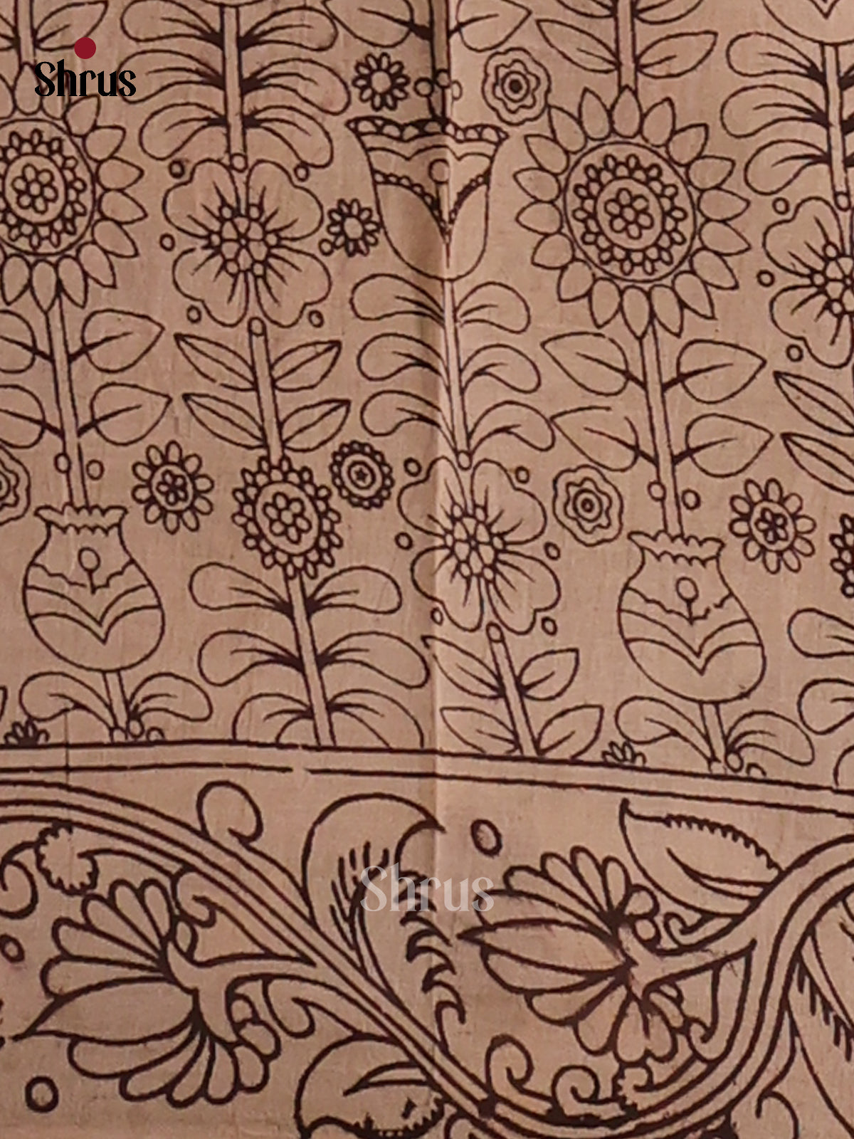 Black & Cream- Kalamkari cotton saree - Shop on Shrus.com