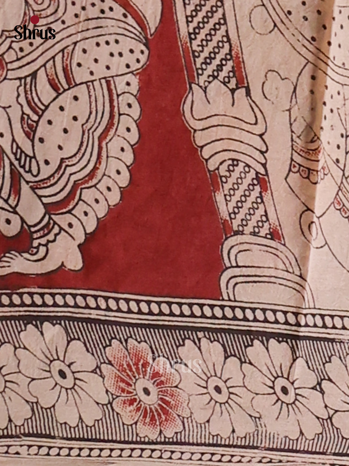 Cream & Yellow- kalamkari-cotton Saree - Shop on Shrus.com