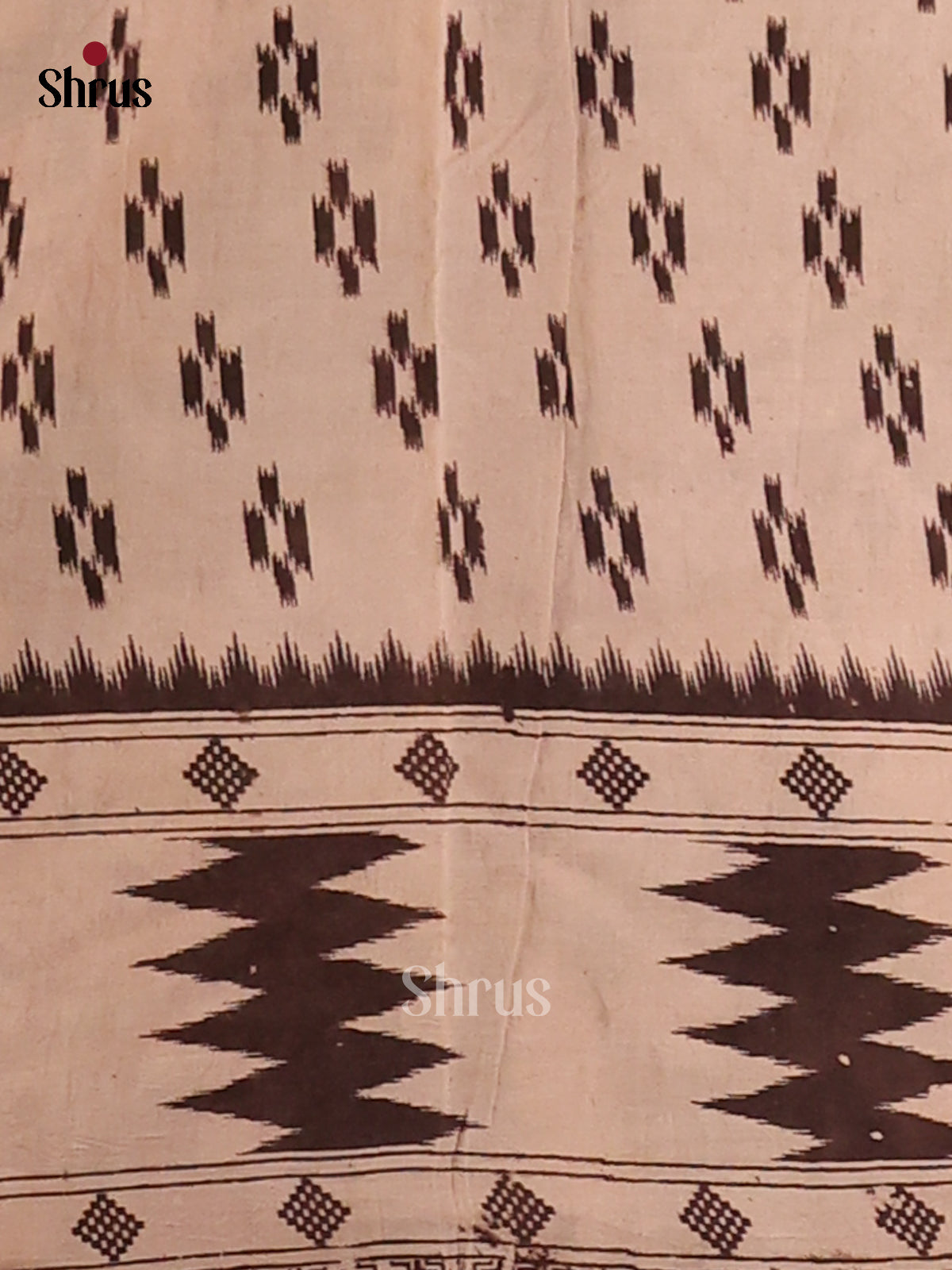 Cream & Black - kalamkari-cotton Saree - Shop on Shrus.com