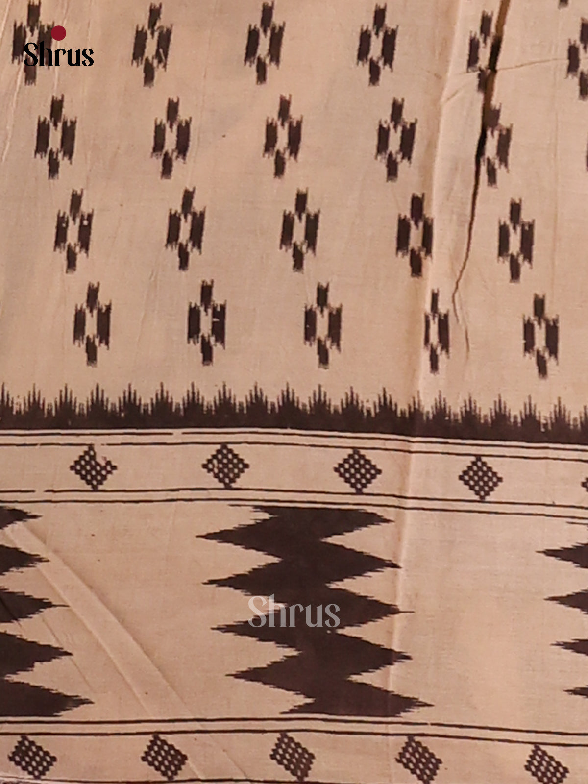 Cream & Black - kalamkari-cotton Saree - Shop on Shrus.com