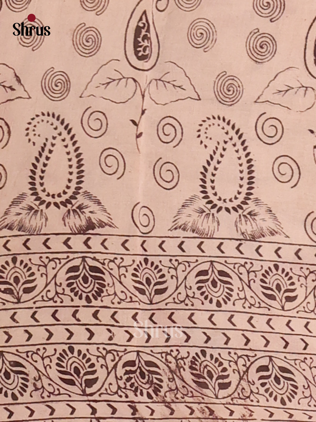Cream & Pink - kalamkari-cotton Saree - Shop on Shrus.com