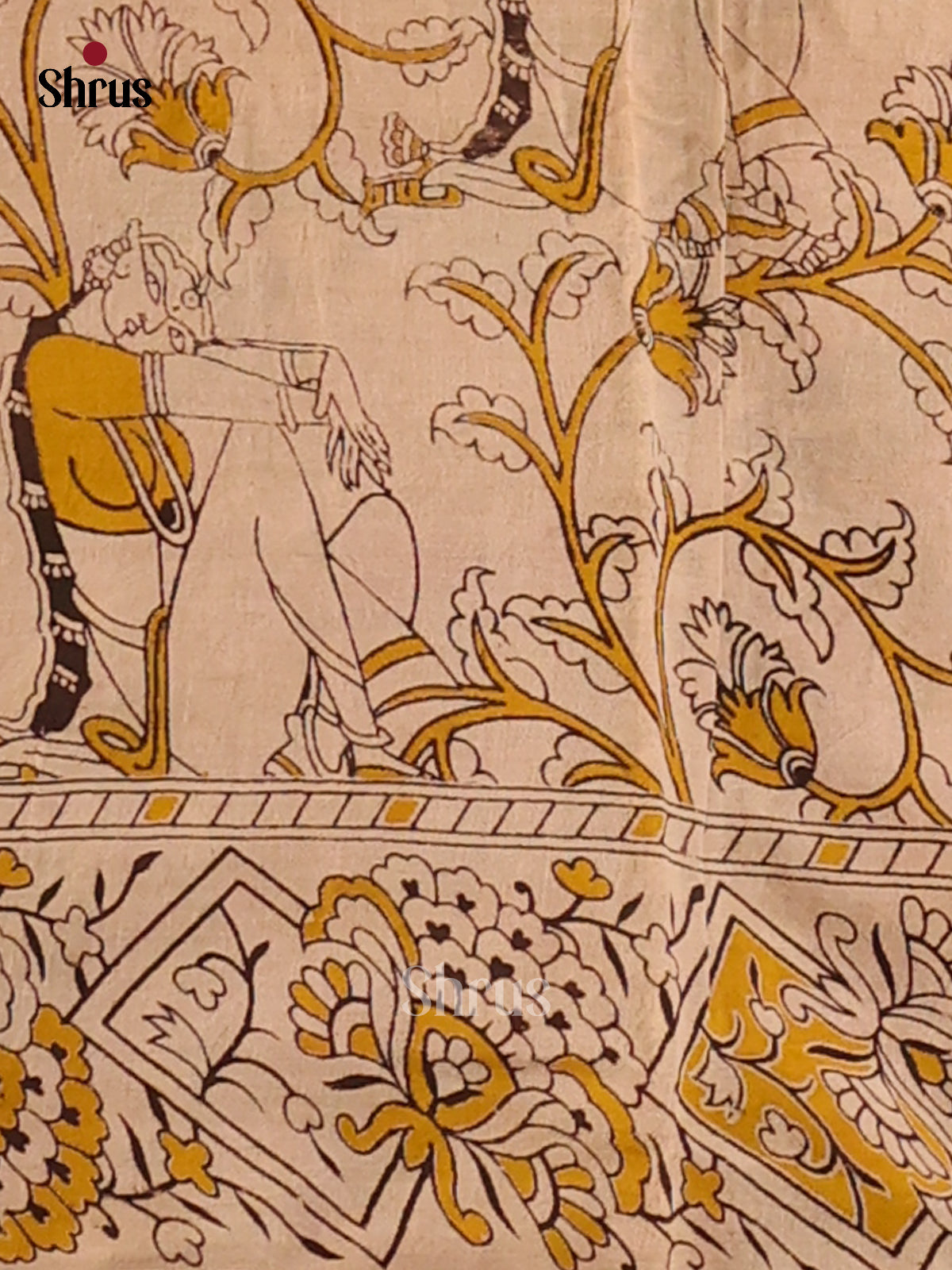 Green & Red - Kalamkari cotton saree - Shop on Shrus.com