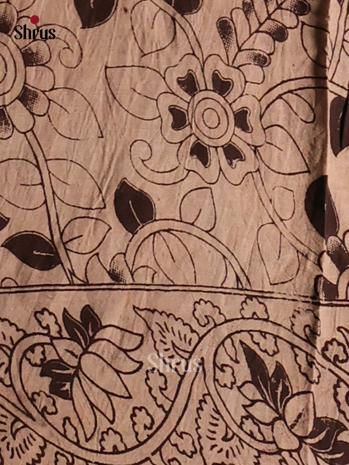 Black & Cream - Kalamkari cotton saree - Shop on Shrus.com