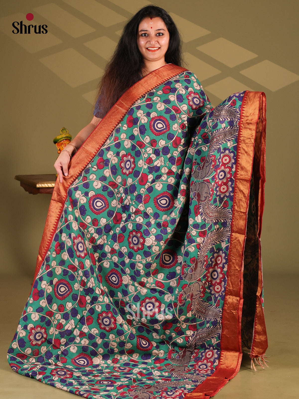 DES28154- chennur-kalamkari Saree - Shop on Shrus.com