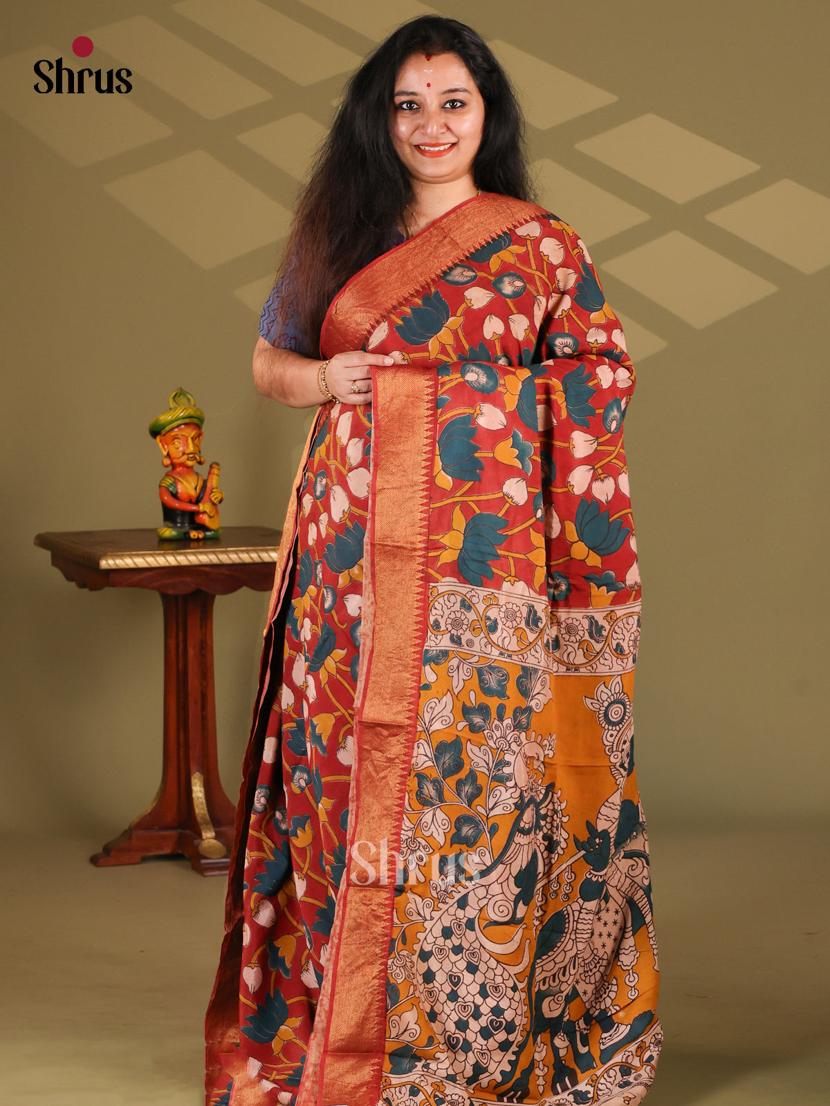 DES28155- chennur-kalamkari Saree - Shop on Shrus.com